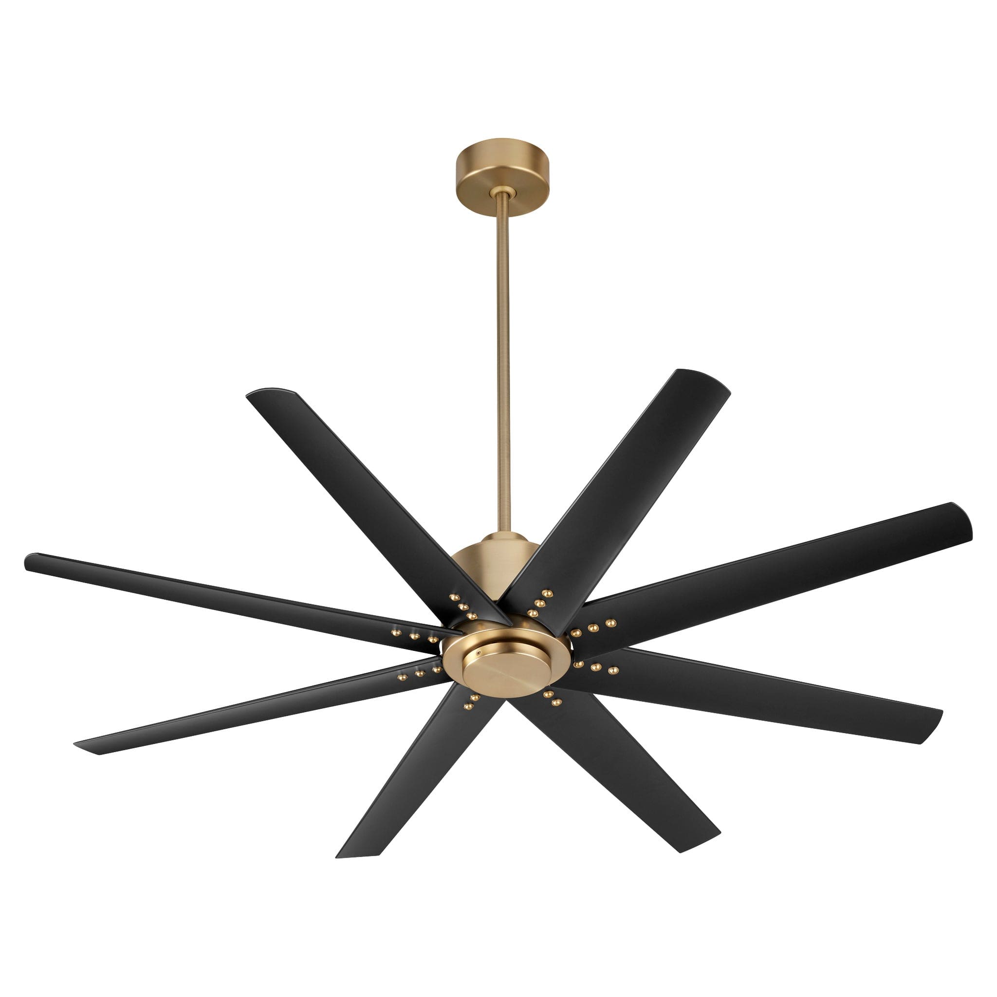 56 Inch 8-Blade Ceiling Fan with Remote Control - Aged Brass & Black Finish - Oxygen FLEET 3 112 40 - Perfect for Living Room, Bedroom, and Outdoor Spaces