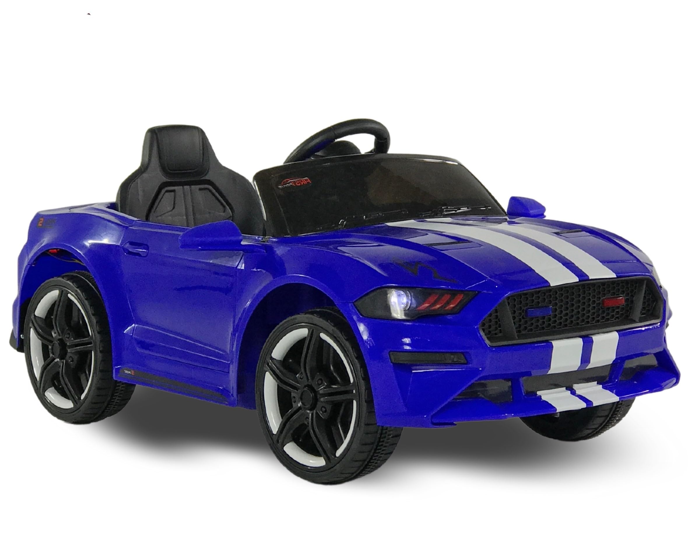 **Ford Mustang Ride-On Electric Car for Kids - Remote Control, MP3 Player, LED Lights, Spring Suspension - Blue Toy Car for Boys & Girls (Indoor & Outdoor Play)**