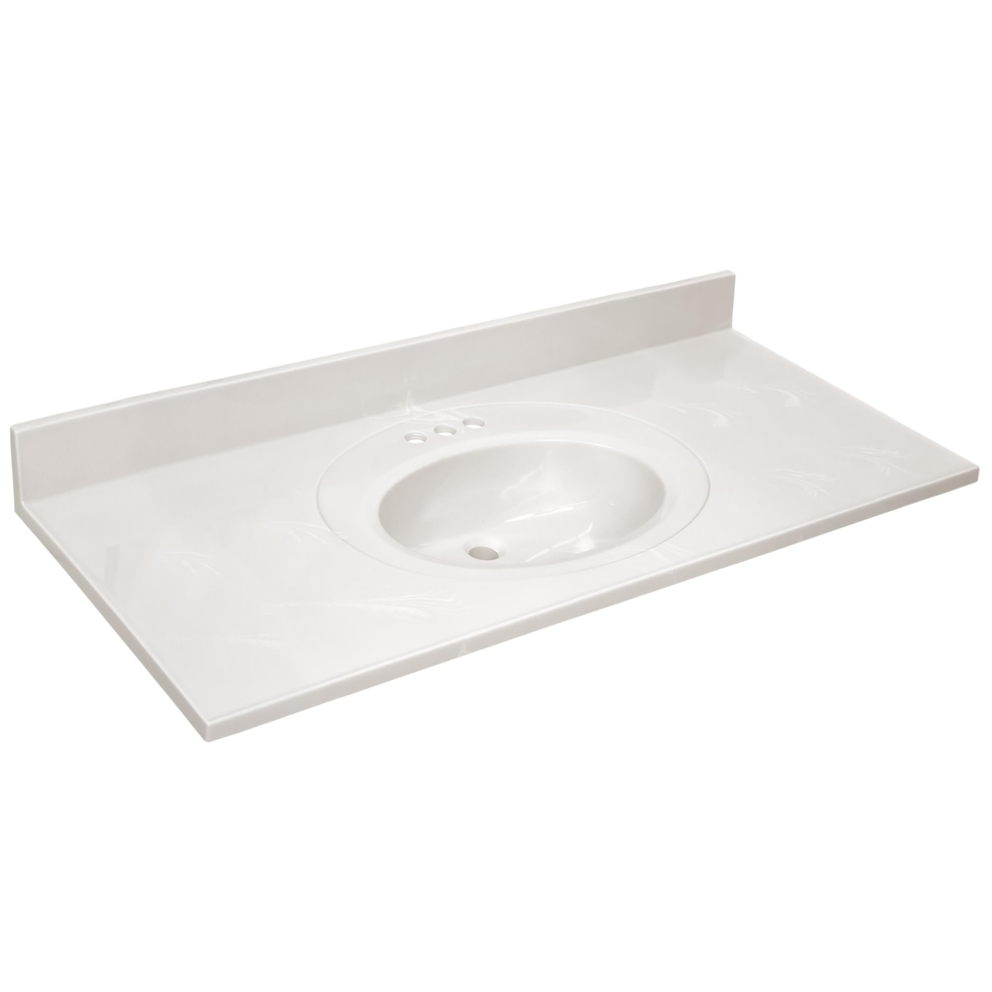 49-Inch Cultured Marble Bathroom Vanity Top with Backsplash - Ivory Swirl Design - Durable & Water-Resistant - Perfect for Modern Home Renovation & Bathroom Upgrade - Design House 586347