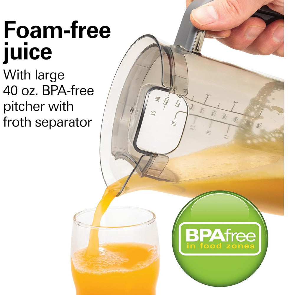 Hamilton Beach 67850 Wide Chute High Speed Juicer - Powerful Cold Press Juicer for Fruits & Vegetables - Perfect for Healthy Smoothies, Detox Drinks & Family Breakfasts