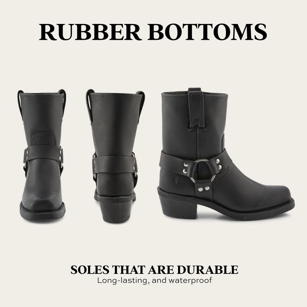 Frye Women's Harness 8R Boots - Italian Washed & Oiled Leather, Stacked Heel, Rubber Outsole | Western Style, Riding, Casual Wear & Outdoor Activities