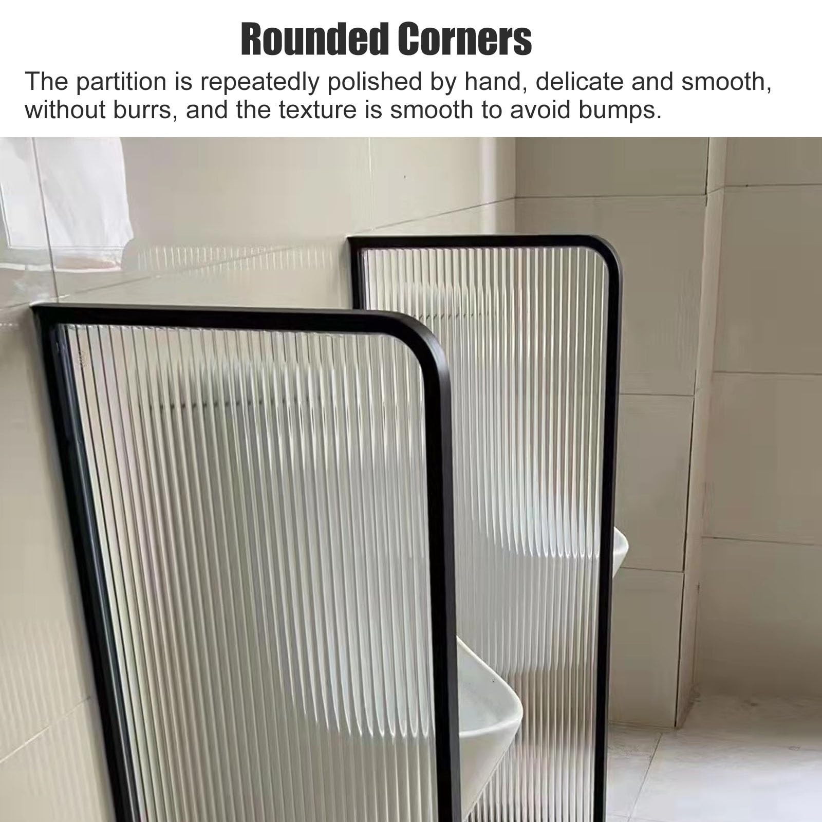 Premium Urinal Partition Wall Divider for Restroom, Toilet & Bathroom - Floor-Standing Wall Mounted Translucent Glass Panel with Waterproof Design (Black, 90cm/35.4in) - Ideal for Commercial Restrooms, Office Buildings & Public Spaces