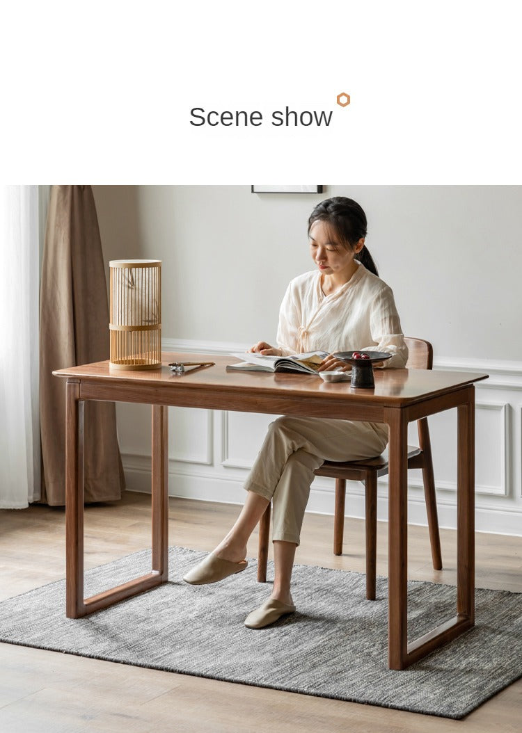 Premium Black Walnut Solid Wood Writing Desk - Handcrafted Home Office Desk for Study & Work - Elegant Modern Design for Professionals & Students