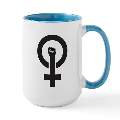 White/Blue Inside - Feminist Power Large Mug