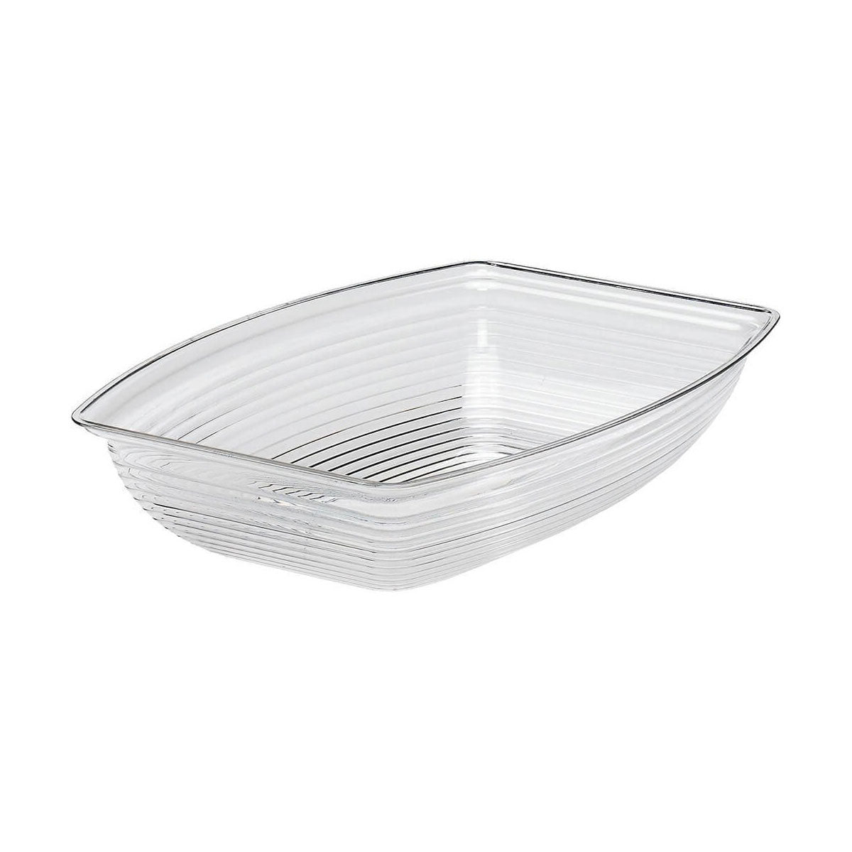 Cambro RSB1419CW135 12-Quart Clear Rectangular Ribbed Serving Bowl - Perfect for Catering, Buffets, and Food Service