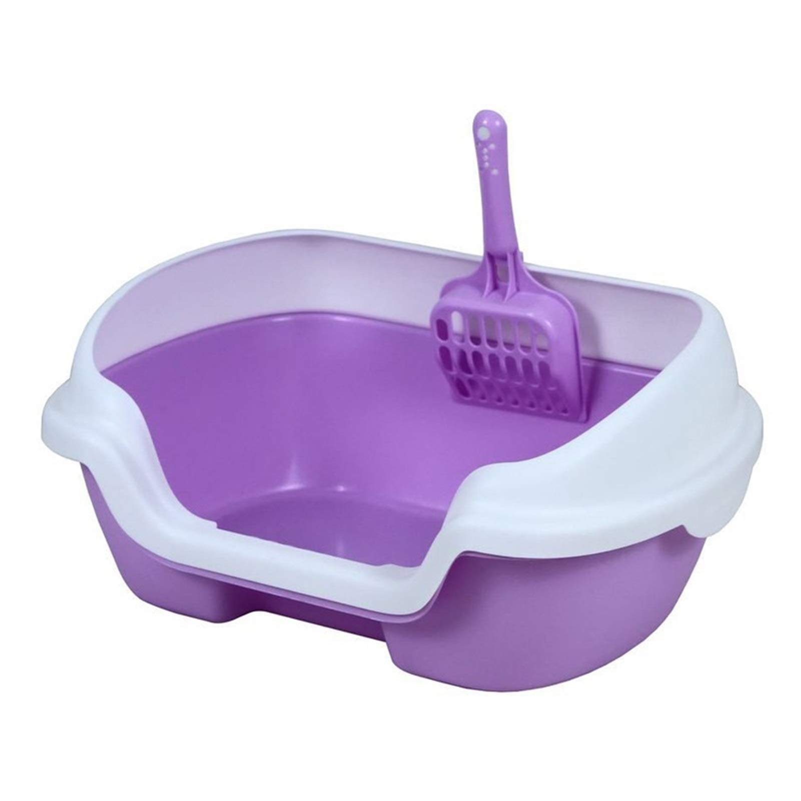 Liushop Stylish High-Sided Open Cat Litter Box with Scoop - Large Pet Litter Tray for Indoor Cats - Perfect for Small Spaces & Multi-Cat Homes