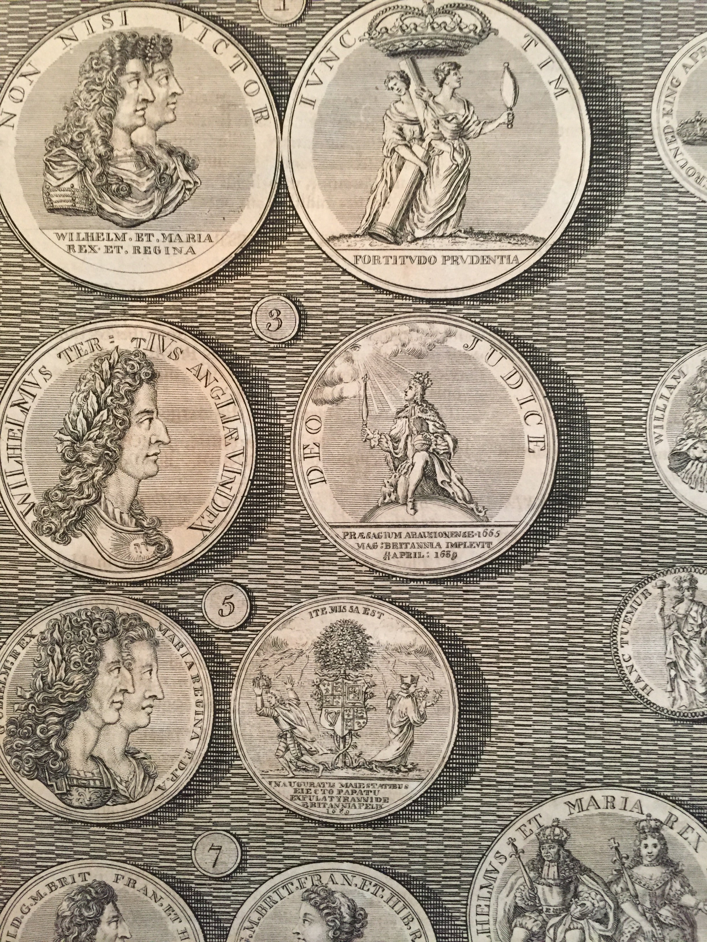 1745 Sheet of British Regal Medals - King William III & Queen Mary Collectible Set of 2 | Historical Coin Collection, Royal Memorabilia for Display & Gift Giving