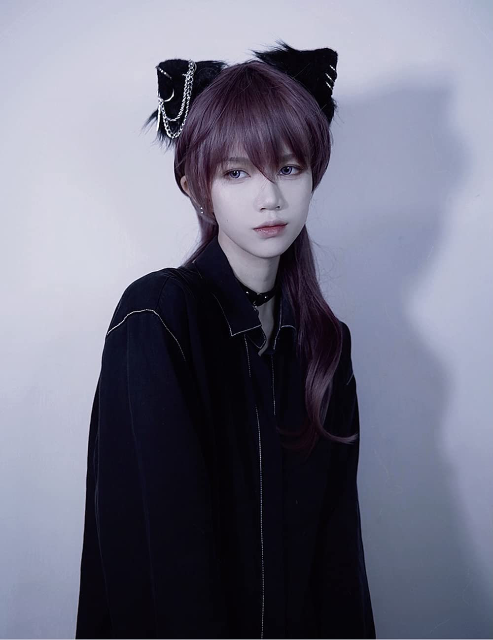 Gothic Punk Cat Ears Headband - VIGVAN Black Cross Cat Cosplay Accessories for Halloween, Anime Conventions & Gothic Fashion
