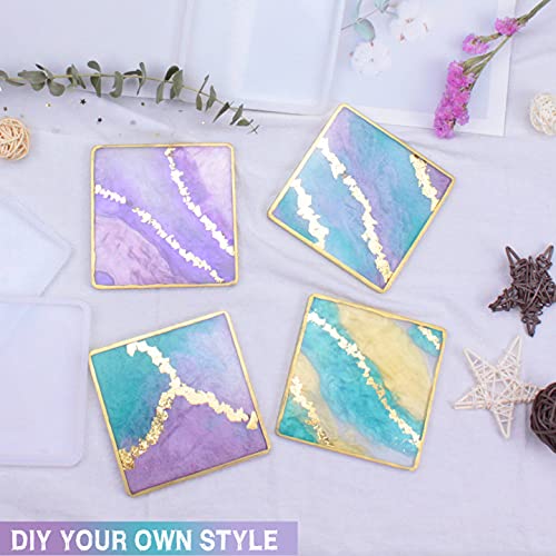 ResinWorld 6 Pack Geode Coaster Molds & 4 Pack 4 Inch Square Coaster Molds for DIY Resin Art - Perfect for Home Decor, Gifts, and Craft Projects