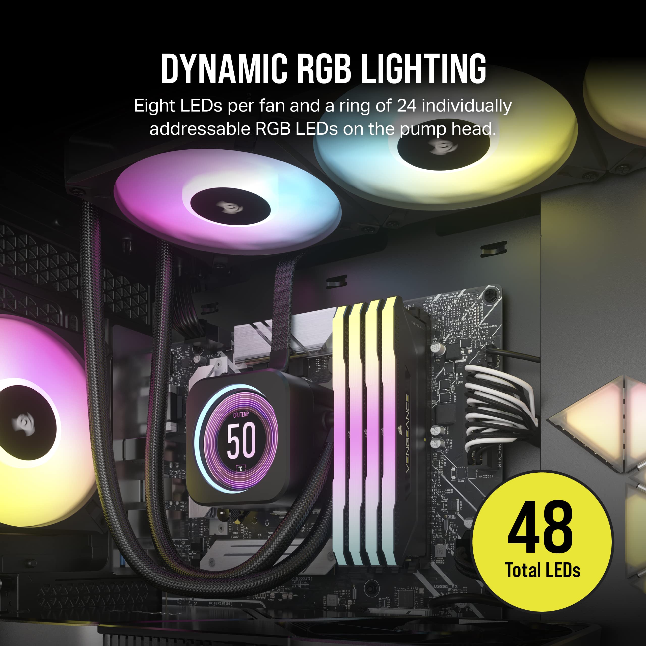 Corsair iCUE H150i Elite LCD XT Liquid CPU Cooler with IPS LCD Screen - 360mm Radiator & 3 AF120 RGB Elite Fans - Compatible with Intel LGA 1700 & AMD AM5 Sockets - Includes iCUE Commander CORE - Black - Perfect for Gaming PCs, Workstations, and High-Performance Builds