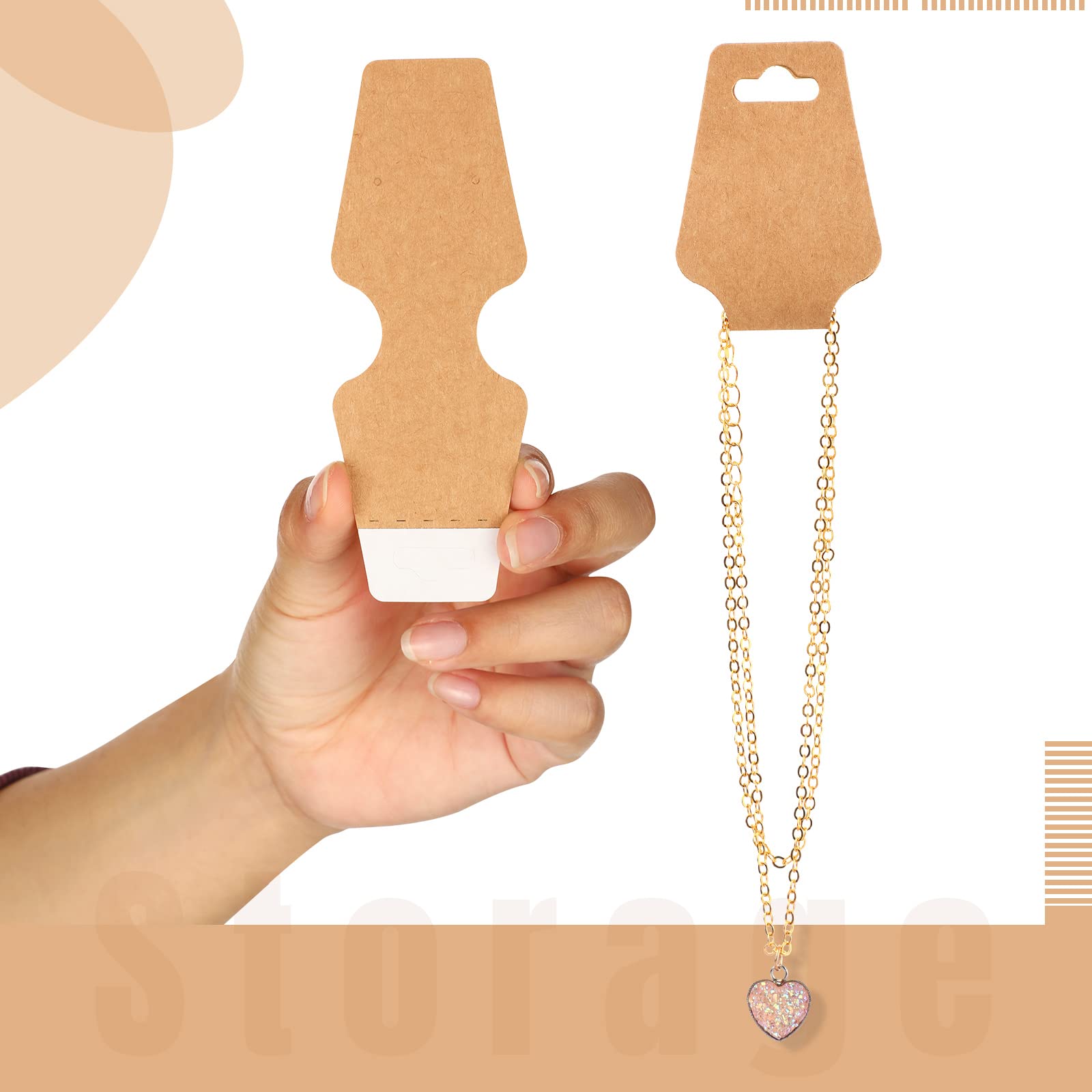 400 Kraft Paper Jewelry Display Cards with Adhesive - Necklace, Keychain & Bracelet Holder - Perfect for Boutique, Craft Show & Retail Store Displays (Khaki)