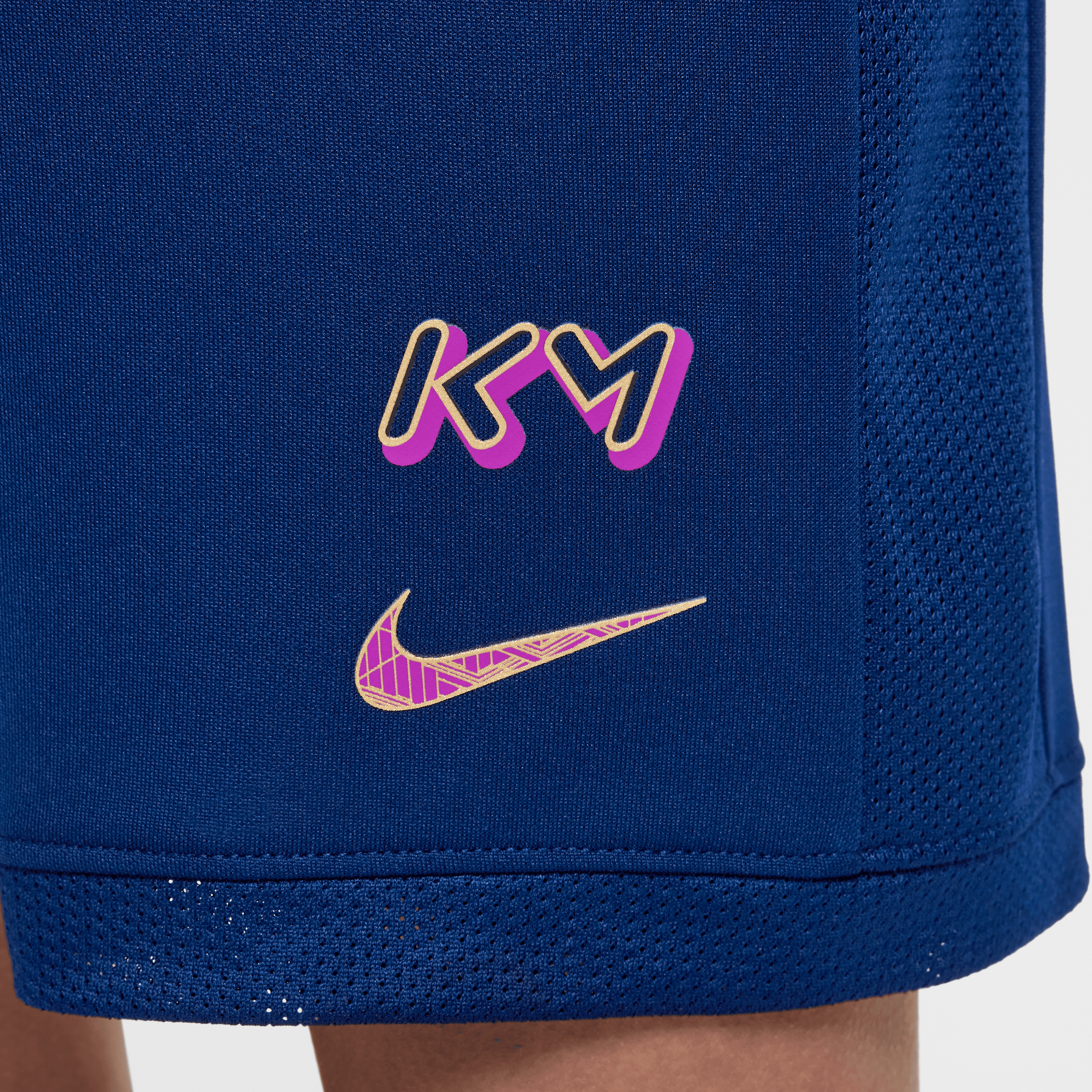 Nike Kylian Mbappé Youth Dri-FIT Academy25 Football Shorts - Blue Void/Metallic Gold - Moisture-Wicking Soccer Shorts for Kids - Perfect for Training, Matches & Outdoor Sports