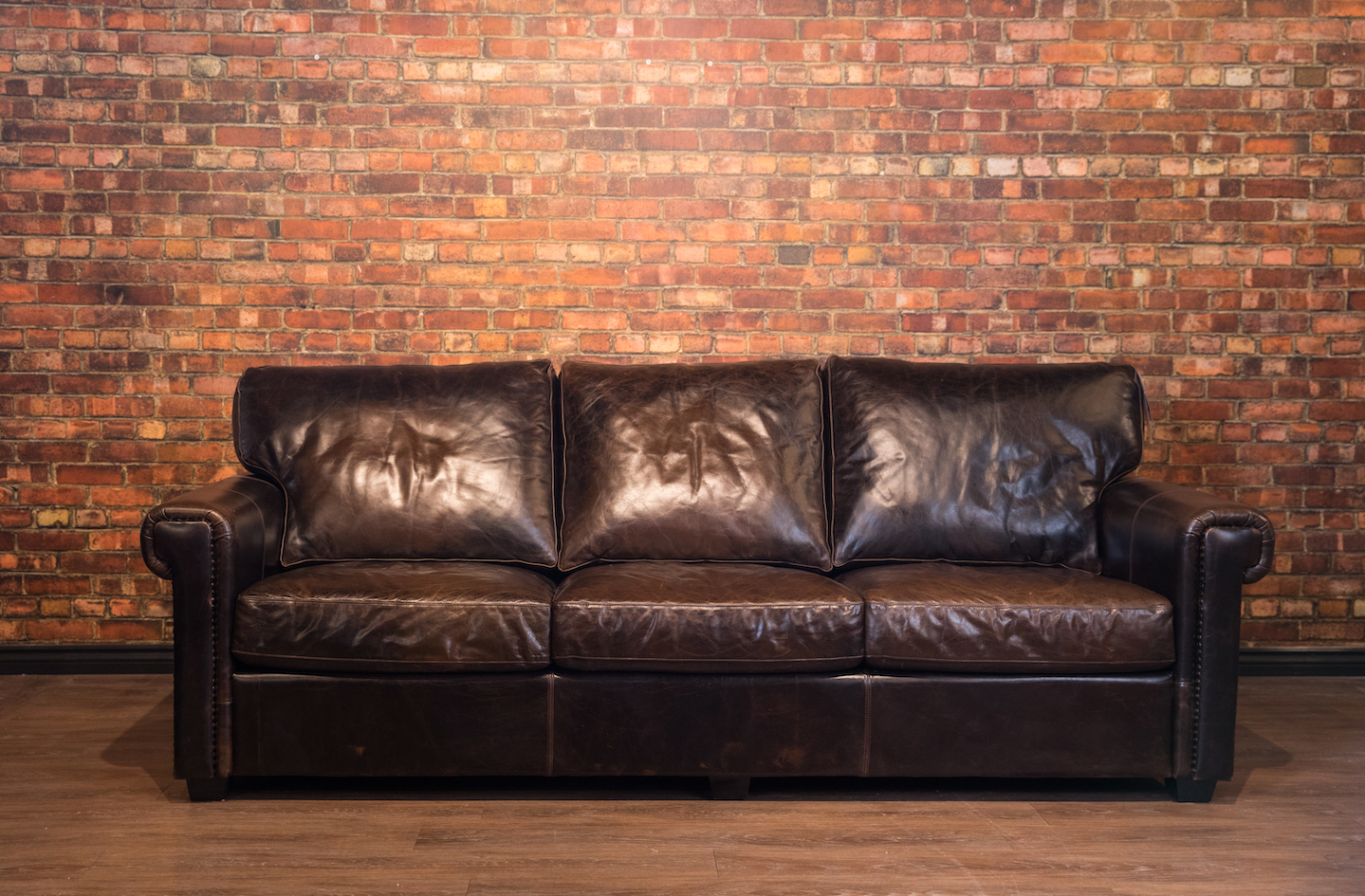 Premium Houston Leather Sofa - Genuine Top Grain Leather, Modern Design for Living Room, Home Theater & Office - Comfortable & Durable Furniture for Relaxing & Entertaining