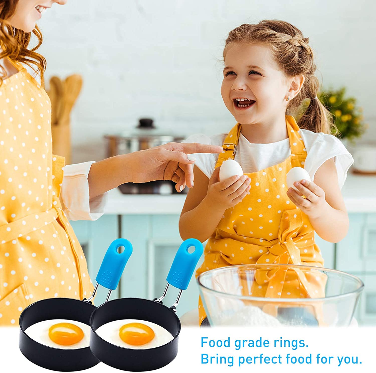 Premium Stainless Steel Egg Ring Set - 4 Pack Non-Stick Round Egg Molds for Perfect Fried Eggs, Egg McMuffins & Breakfast Sandwiches | Ideal for Home Cooking, Restaurants & Camping Breakfast Prep
