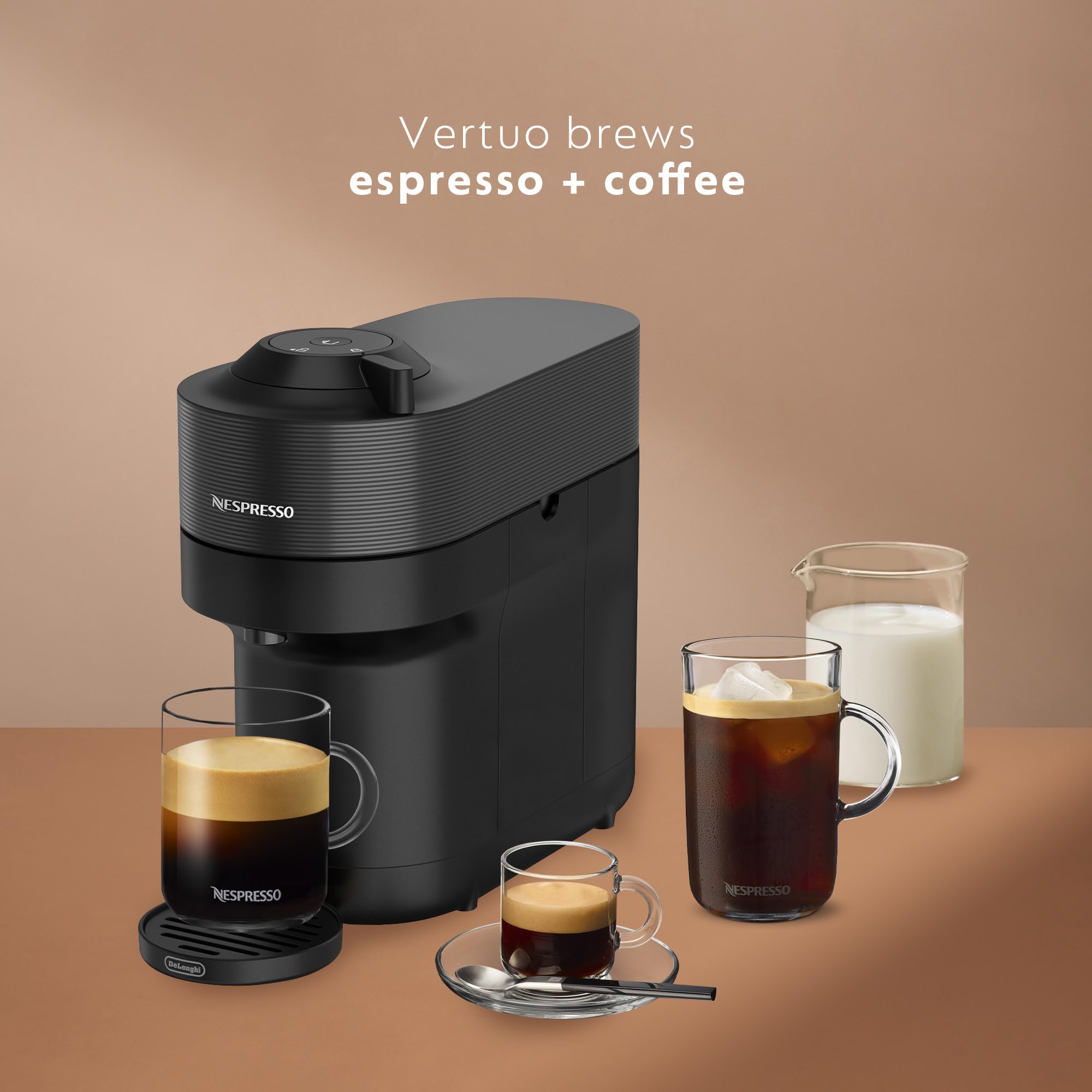 De'Longhi Nespresso Vertuo Pop+ Coffee & Espresso Machine with Aeroccino Milk Frother - Liquorice Black | Perfect for Home, Office & Small Spaces | Makes Latte, Cappuccino & Americano