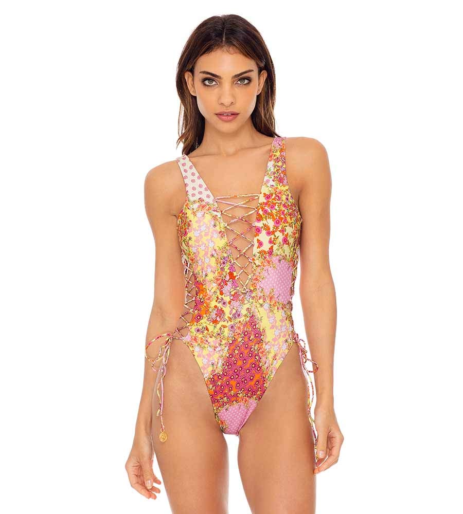 Luli Fama Gypsy Dream Open Side One Piece Swimsuit - XS | Sexy Cutout Monokini for Beach, Pool & Vacation