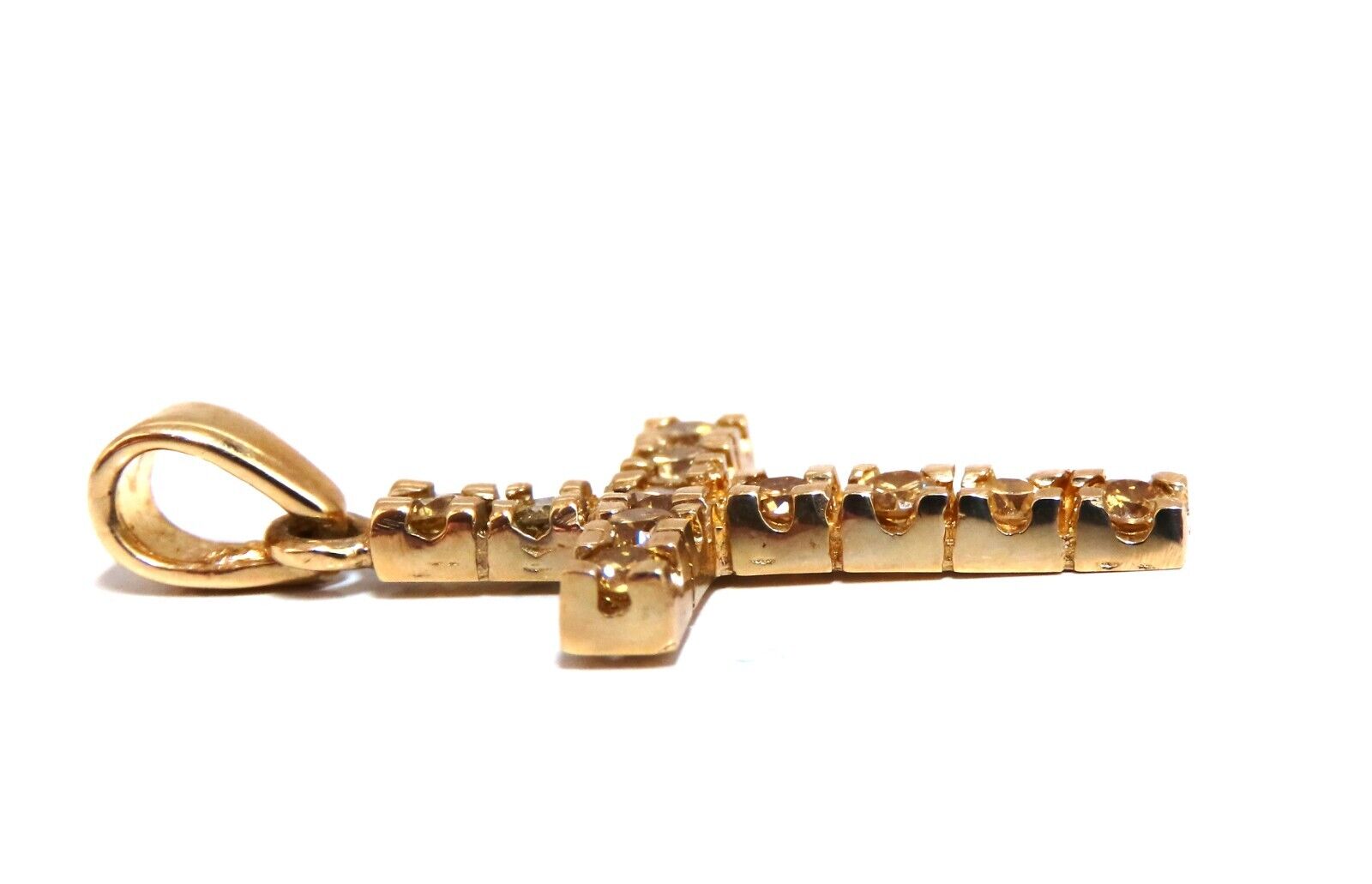 0.80ct Natural Fancy Yellow Diamond Cross Pendant Necklace - 14K Gold Jewelry for Women - Perfect Gift for Birthday, Anniversary & Religious Occasions