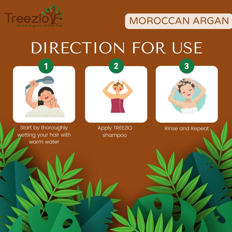 Treezio Moroccan Argan Oil Shampoo for Dry Hair - 250ml Sulfate & Paraben Free Formula | Controls Hair Fall & Promotes Growth for Men & Women | Perfect for Daily Hair Care & Scalp Nourishment