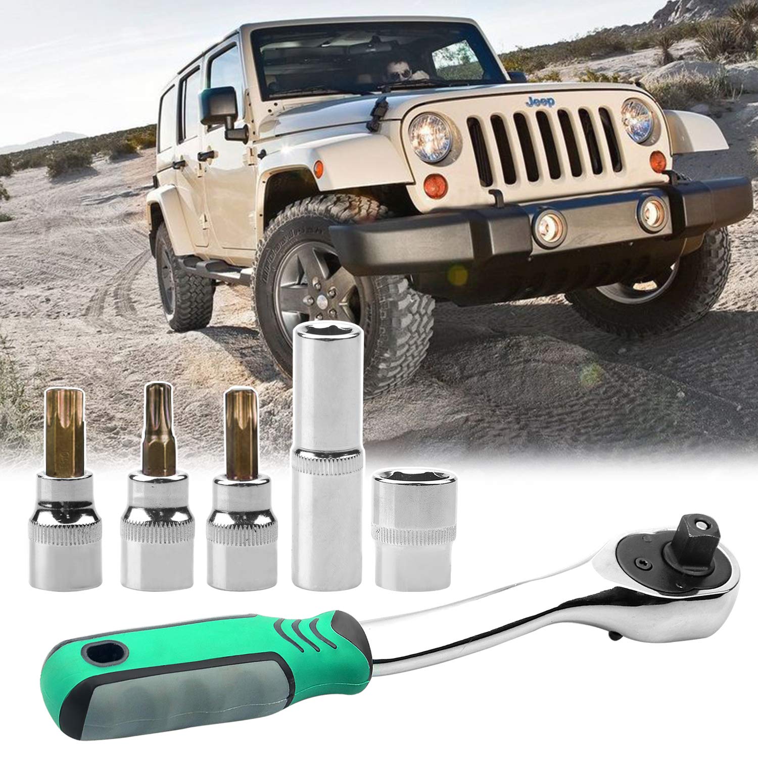 Jeep Wrangler JK JL Hard Top Screw Removal Torx Tool Kit (2007-2019) - Compatible with Rubicon, Sahara & Sport Models - Replaces OEM 68361574AB & 82214166AB - Green - Perfect for Jeep Roof Panel & Door Removal Maintenance
