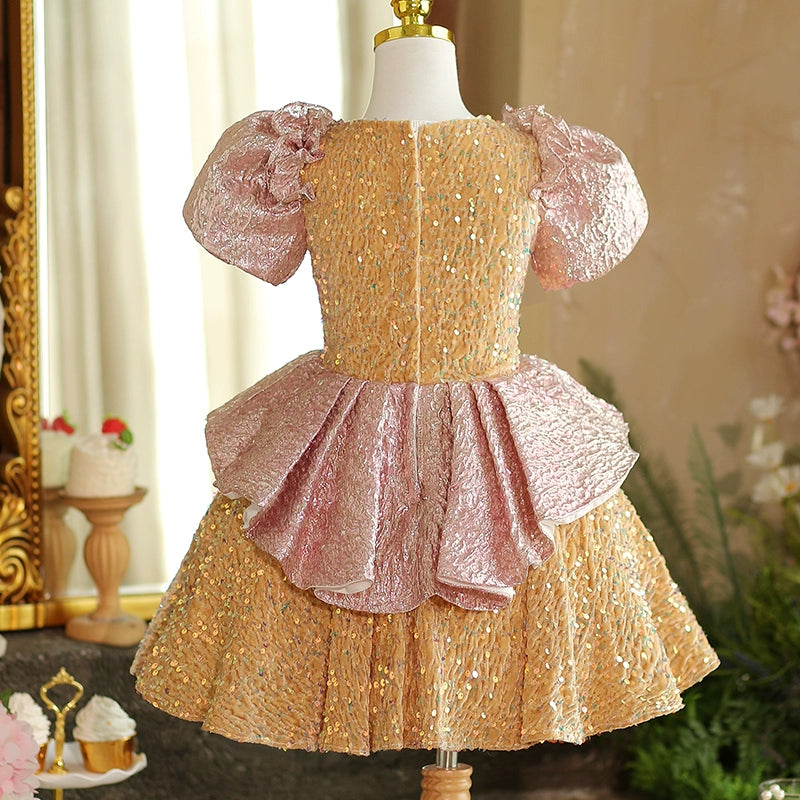 Christmas Sequin Party Dress for Girls - Elegant Princess Birthday Dress for Holiday Celebrations & Special Occasions