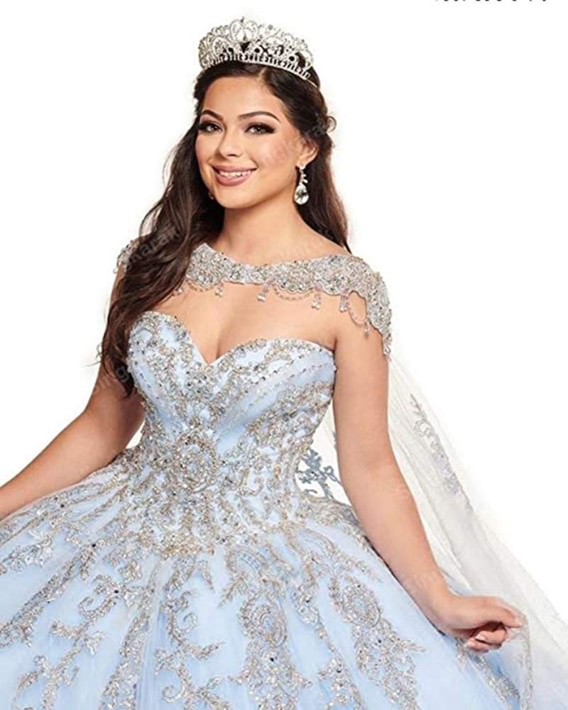 Elegant Beige Tulle Ball Gown with Crystal Beading - Women's Quinceañera & Sweet 16 Princess Dress for Formal Dances, Proms, and Special Occasions