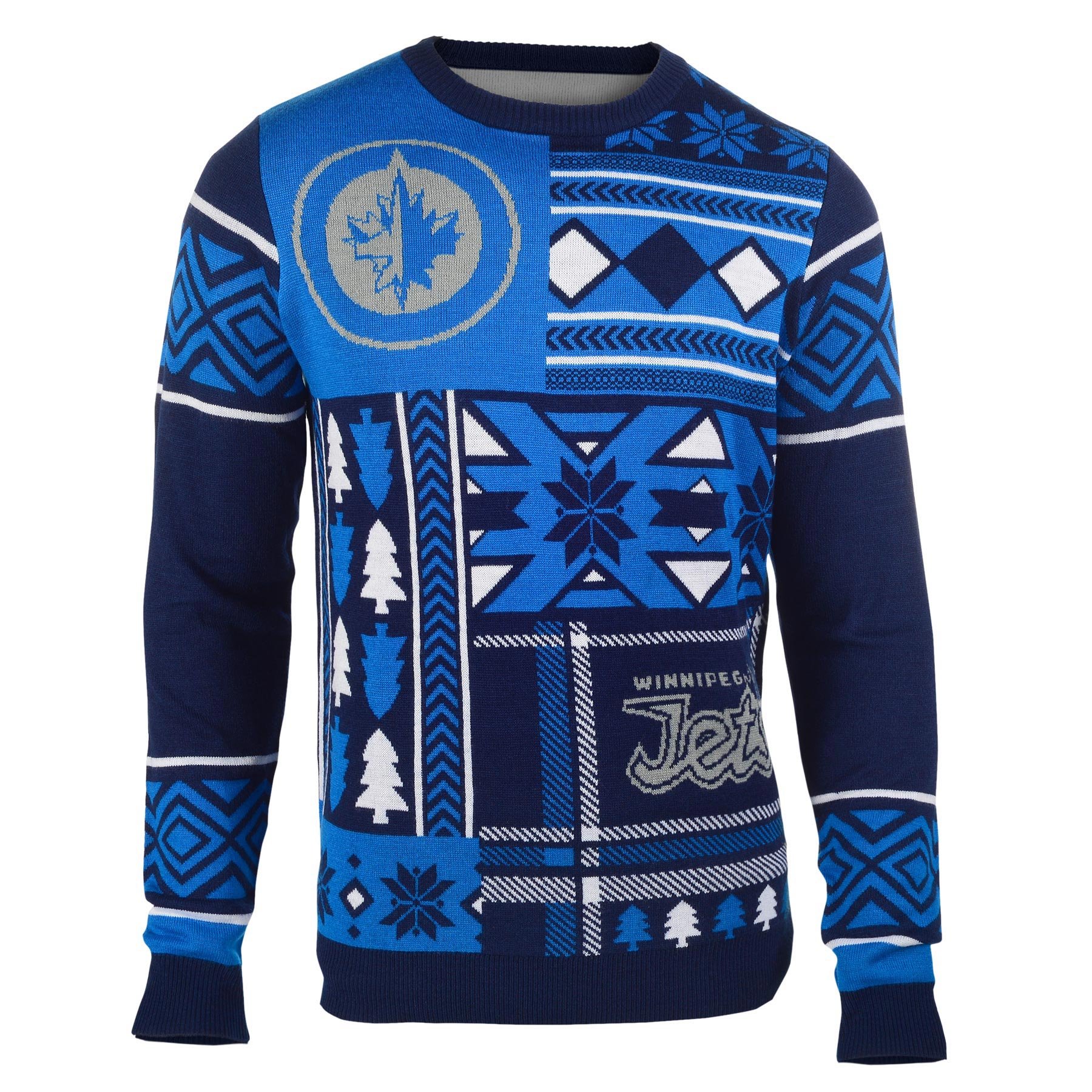 FOCO Winnipeg Jets Ugly Christmas Sweater - Crew Neck Holiday Pullover for Men & Women - Small Size - Perfect for Ugly Sweater Parties & Festive Gatherings