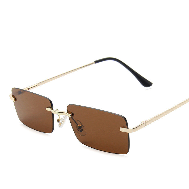 Stylish Rimless Square Sunglasses for Women - Trendy UV Protection Shades for Outdoor Activities & Fashion
