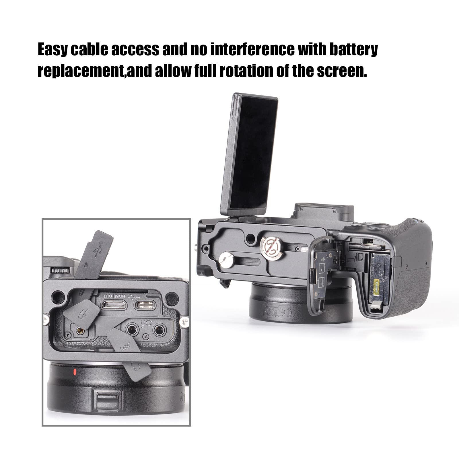 Sunwayfoto PCLO-RP L-Bracket for Canon EOS RP & R8 - Arca Swiss Compatible Quick Release Plate for Landscape & Portrait Photography
