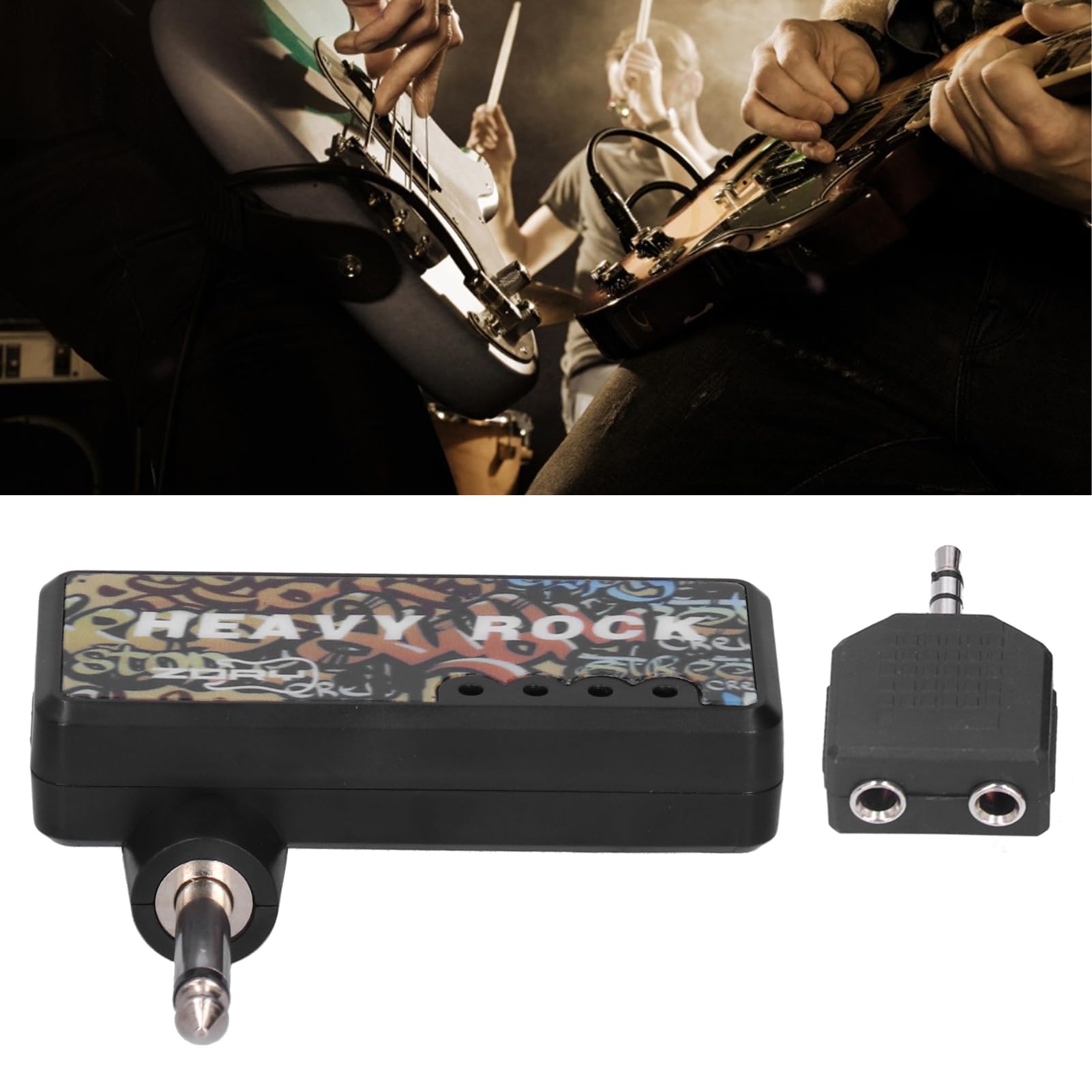 USB Rechargeable Mini Guitar Headphone Amp - Portable Bass Amplifier for Electric Guitar with Audio Cable Adapter | Perfect for Silent Practice, Home Studio & Travel Use