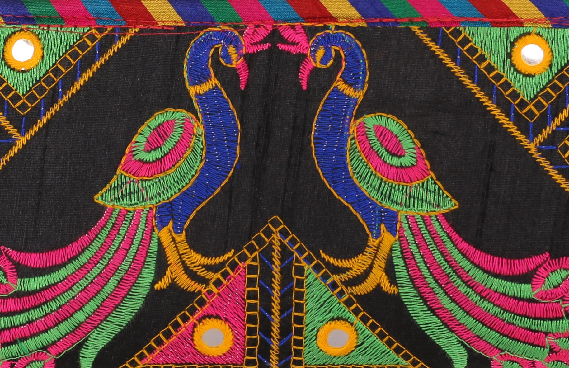 Handmade Rajasthani Jaipuri Embroidered Mirror Work Clutch Bag for Women - 13x25cm Ethnic Purse for Girls, Perfect for Weddings & Evening Parties