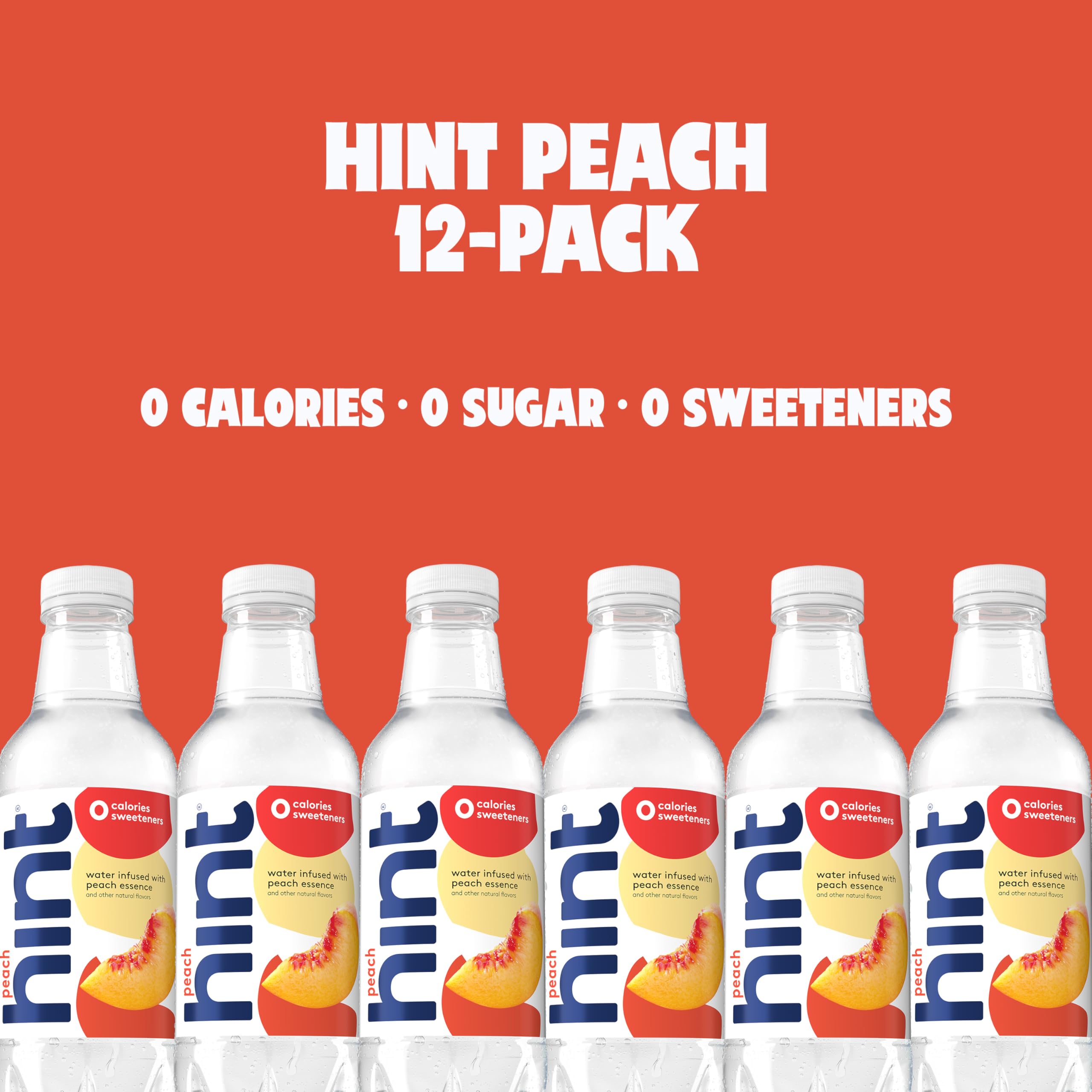 Hint Water Peach - Naturally Infused Peach Flavored Water, Zero Sugar, Zero Calories, No Artificial Sweeteners or Preservatives, 16 Fl Oz (Pack of 12) | Refreshing Hydration for Workouts, Office & Healthy Lifestyle