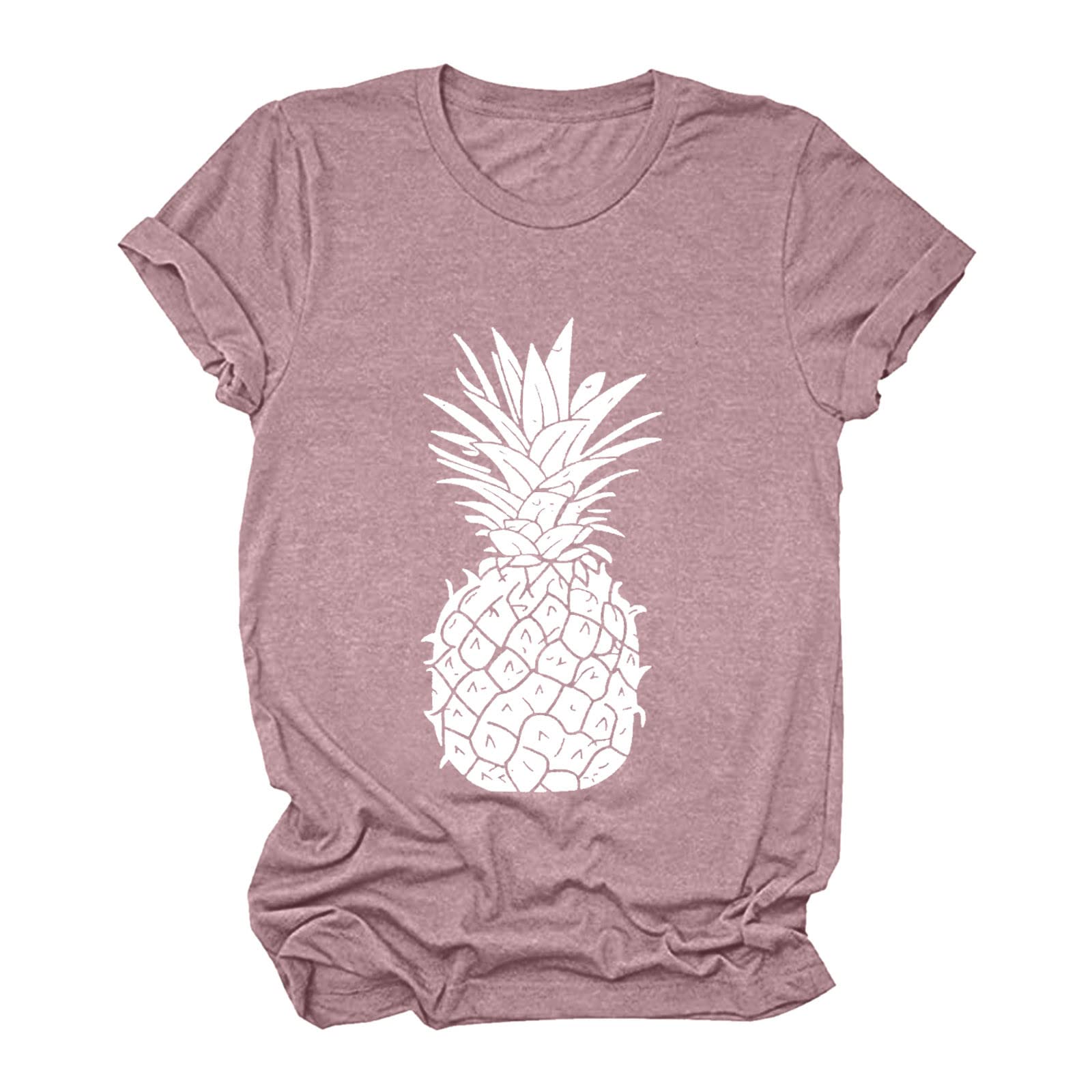 2022 Women's Casual Pineapple Print Round Neck Short Sleeve Blouse - Fashion Tops for Women, Perfect for Summer Outfits, Beach Wear & Vacation Style