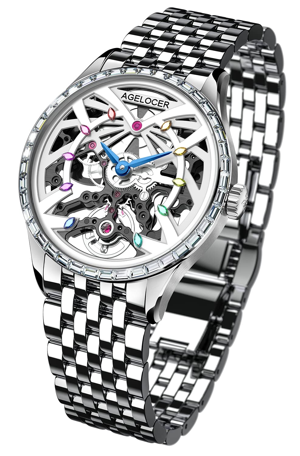 AGELOCER Luxury Women's Automatic Skeleton Watch with Diamonds - Top Brand Mechanical Timepiece for Elegant Ladies | Perfect for Christmas, Valentine's Day Gifts, Date Nights & Formal Occasions