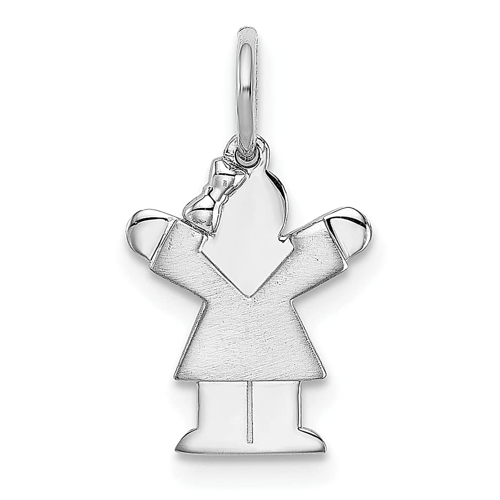 14K White Gold Mini Girl Love Charm Necklace Pendant - Dainty Heart Jewelry for Women, Perfect Gift for Her - Ideal for Anniversaries, Valentine's Day & Special Occasions