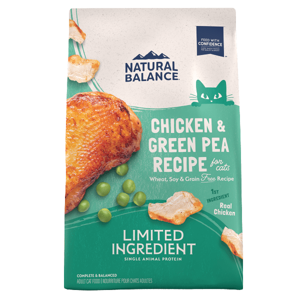 Natural Balance Limited Ingredient Grain Free Dry Cat Food - Chicken & Green Pea Recipe for Sensitive Stomach | Healthy Digestive Support for Indoor & Outdoor Cats | Perfect for Allergy-Prone Felines at Home or Travel