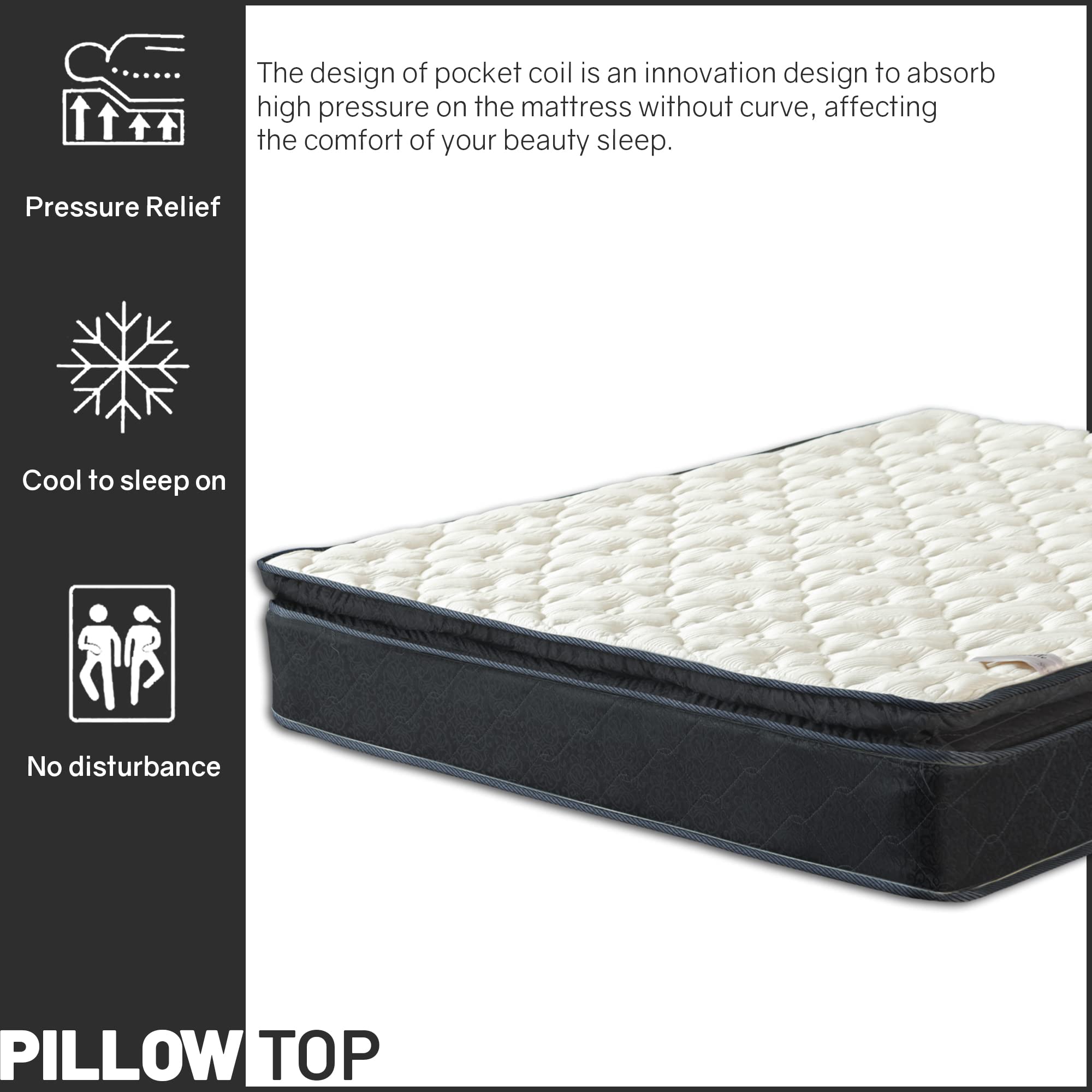 9-Inch Medium Firm Pillowtop Pocketed Coil Hybrid Mattress for Twin Bed - Breathable & Supportive Memory Foam with Cooling Cover - Perfect for Kids Rooms, Guest Beds & Small Spaces (White)
