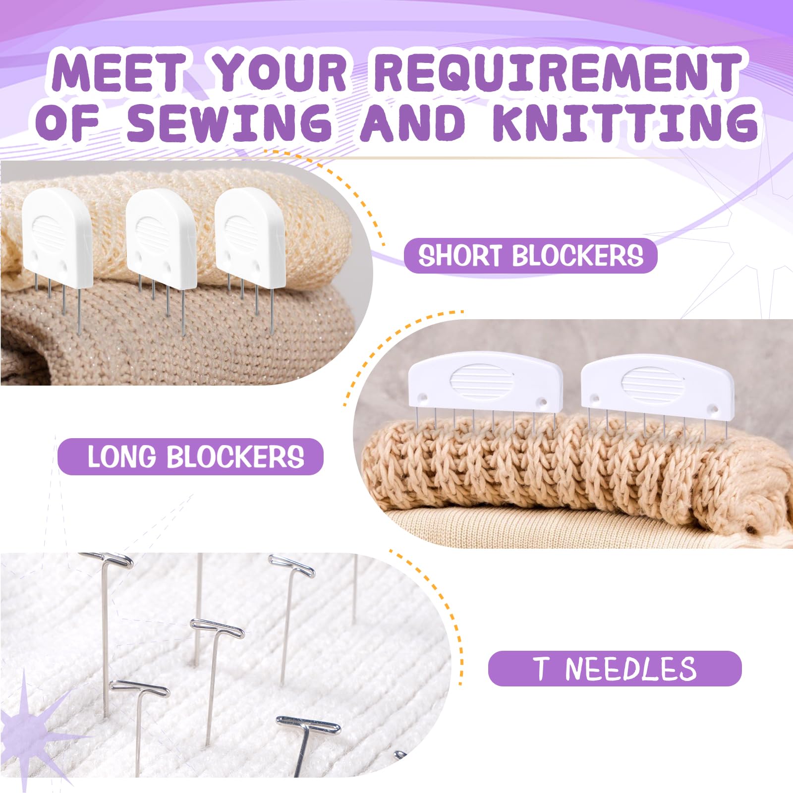 130Pcs Knit Blocking Pins Kit with Combs & Storage Box for Knitting & Crochet - Perfect for Blocking Mats