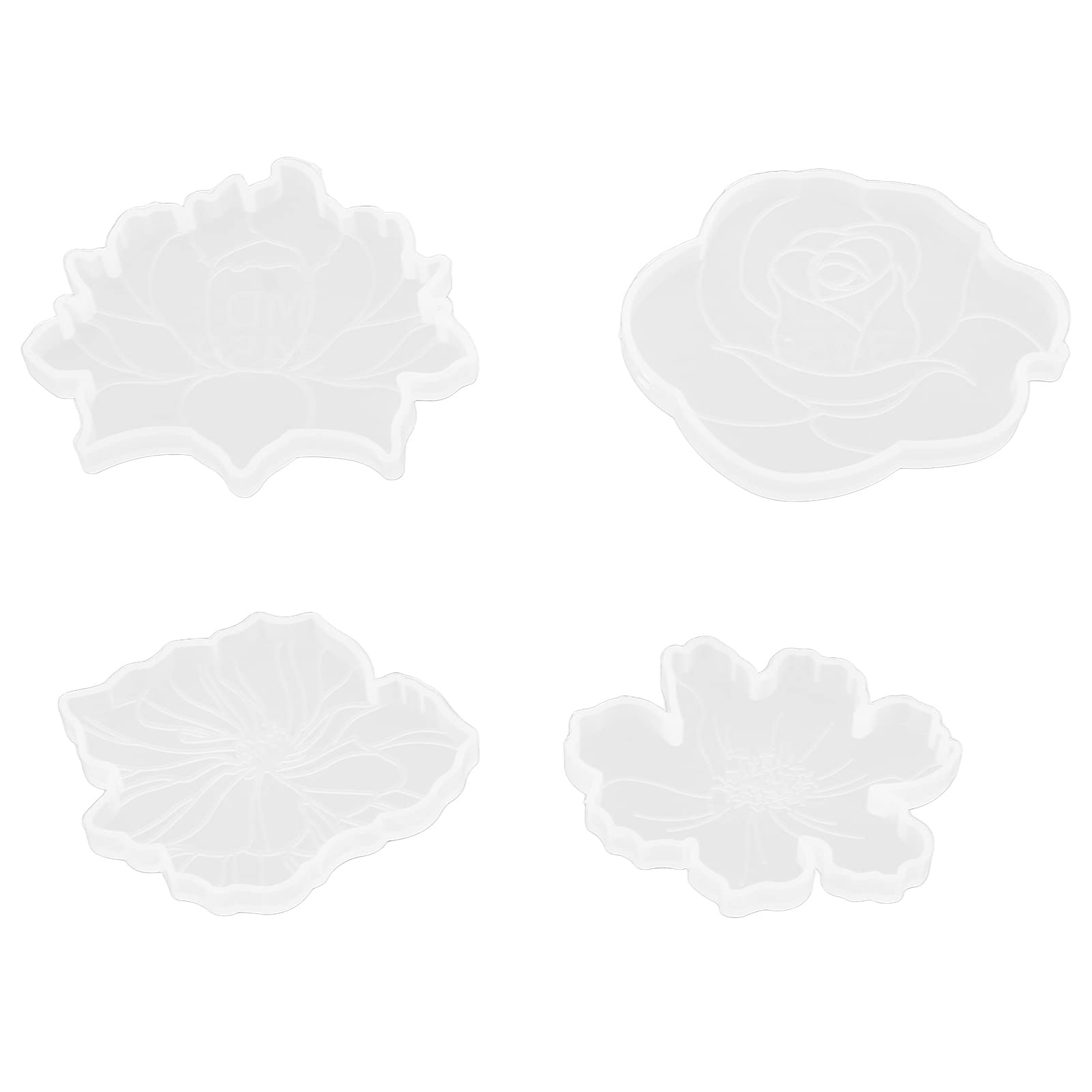 Silicone Resin Molds for Epoxy Coasters - 4pc Flower Design Storage Box Molds for DIY Home Decor, Craft Projects & Gift Making