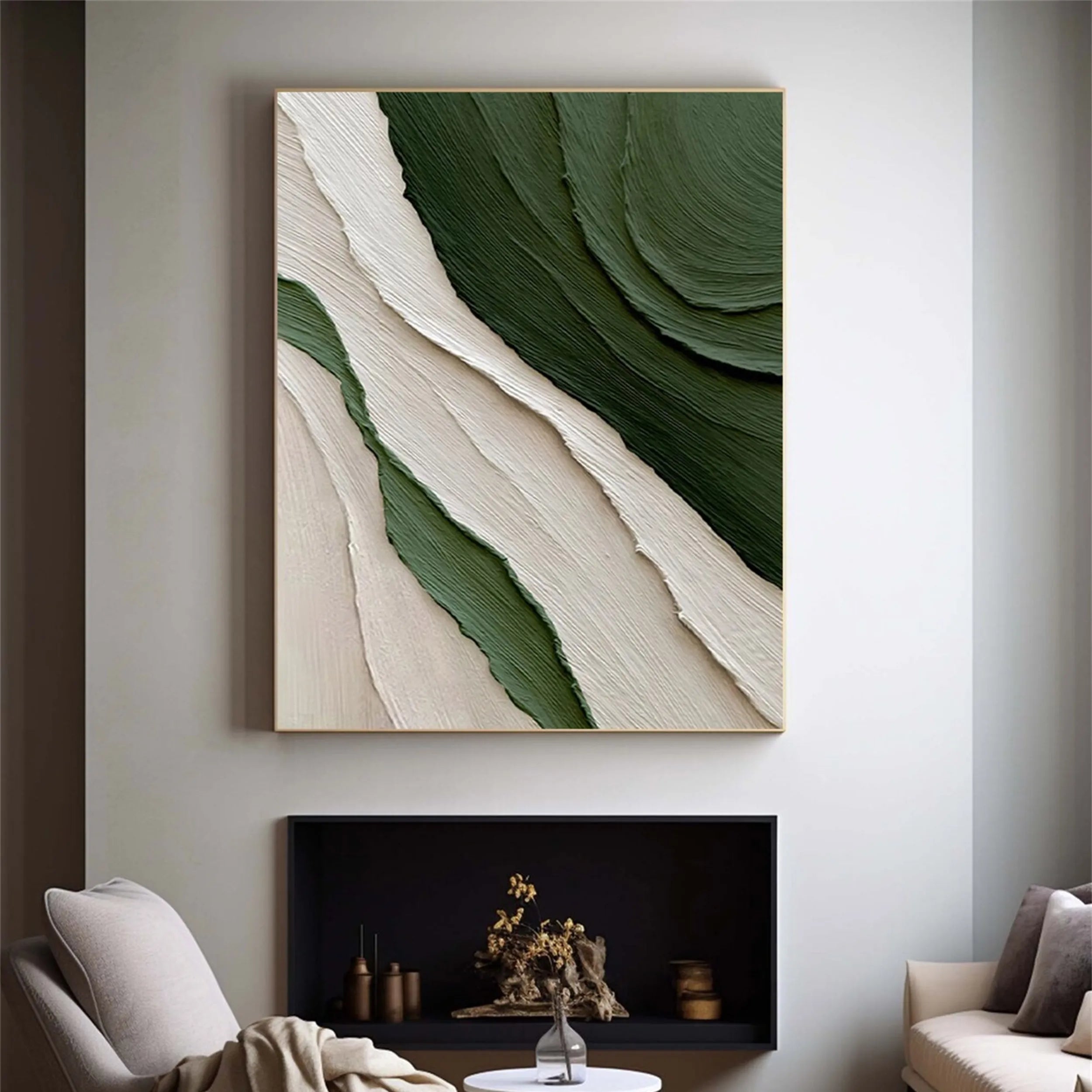 Blue & Green Abstract Wall Art Painting #BG043 - Modern Canvas Print for Living Room, Bedroom & Office Decor