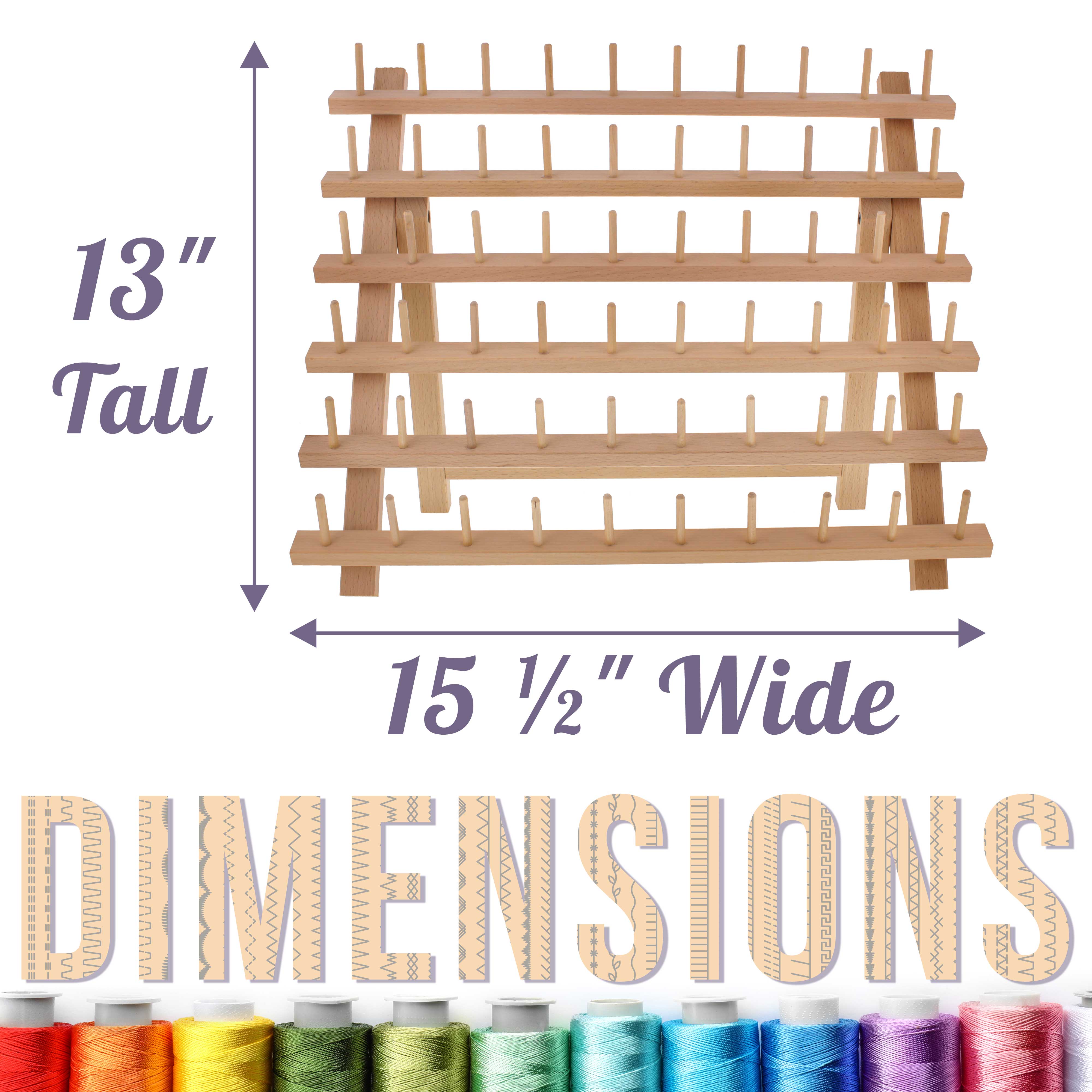 Premium 60 Spool Wooden Thread Holder - Sewing & Embroidery Thread Storage Organizer for Craft Room & DIY Projects | Perfect for Quilting, Knitting & Needlework