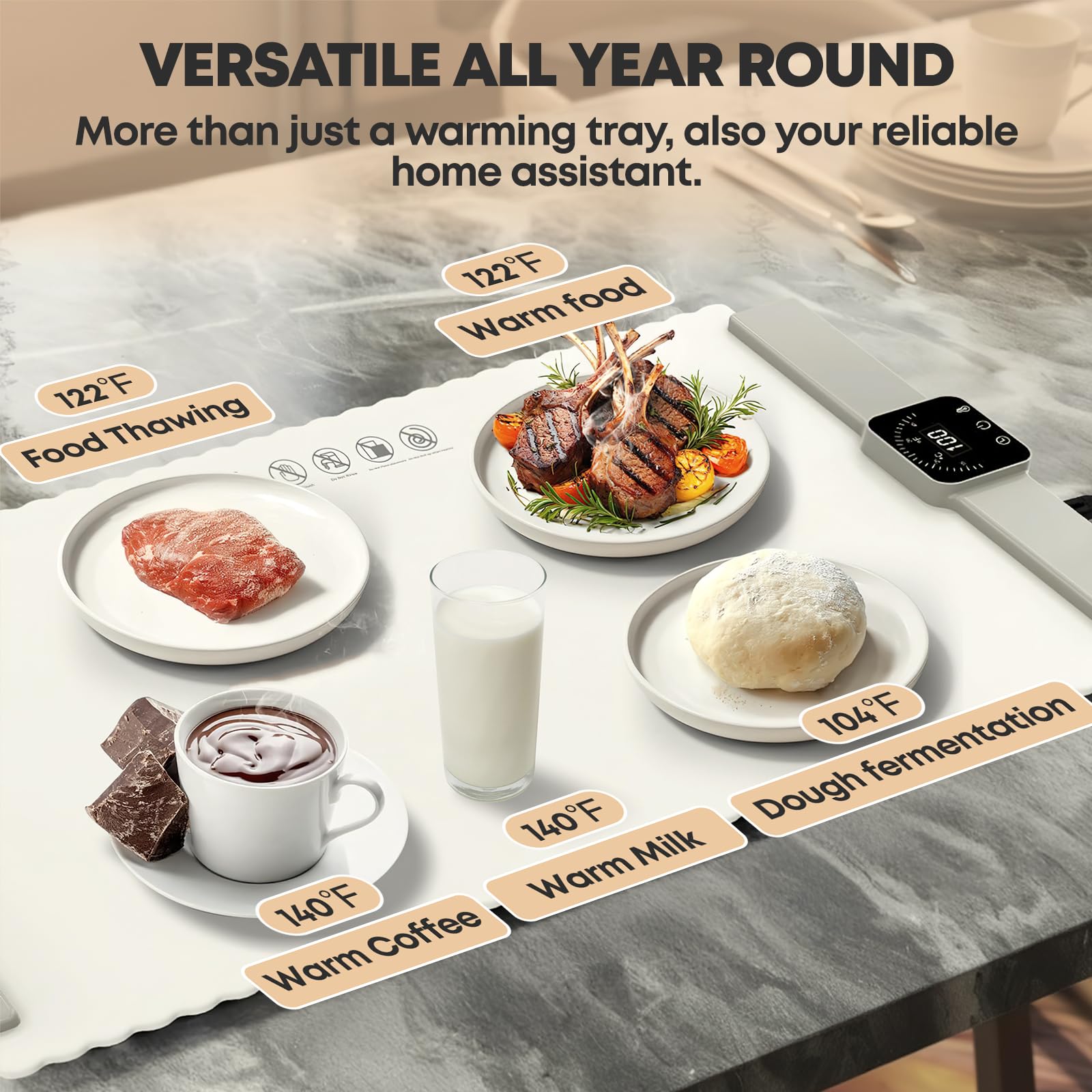 Premium Electric Food Warming Mat - Fast & Even Heating Buffet Tray, Foldable Portable Food Warmer with High-Grade Silicone - Perfect for Family Gatherings, Sabbath Meals & Countertop Use | Kitchen, Dining & Party Essential