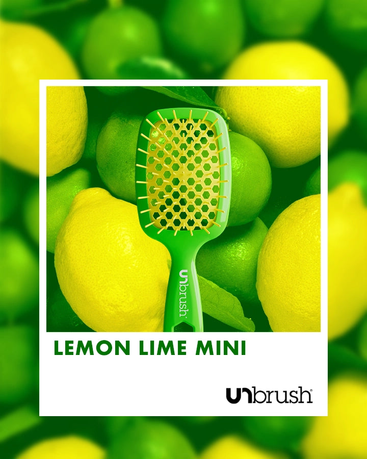 UNbrush Detangling Hair Brush Mini - Neon Lemon Lime Color for Kids & Travel | Pain-Free Knot Remover for Wet & Dry Hair - Perfect for Home, School & On-the-Go