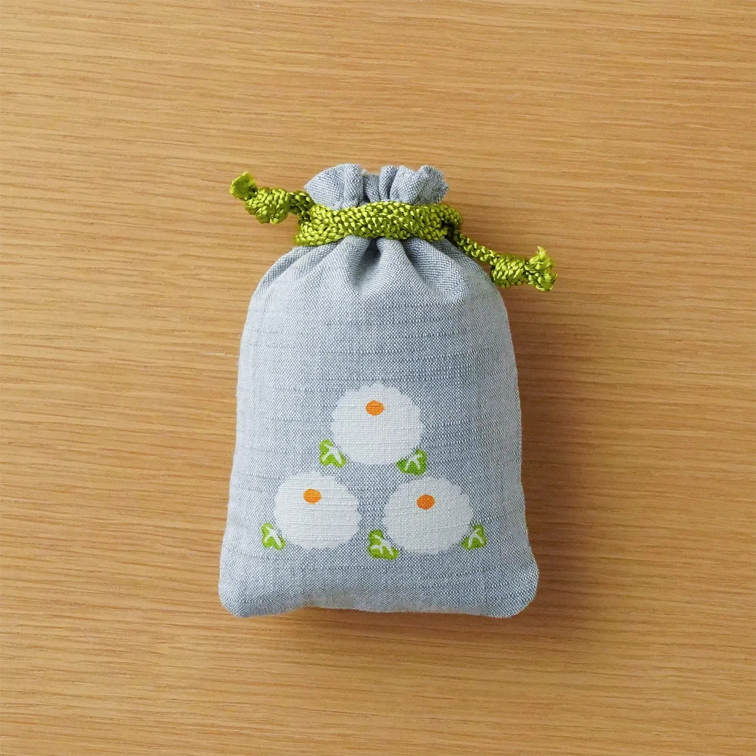 Katazome Small Talisman Bag - Chrysanthemum Pattern Drawstring Pouch - Japanese Traditional Craft Bag for Good Luck Charms, Jewelry & Travel Essentials | Perfect for Gifts, Meditation & Spiritual Protection