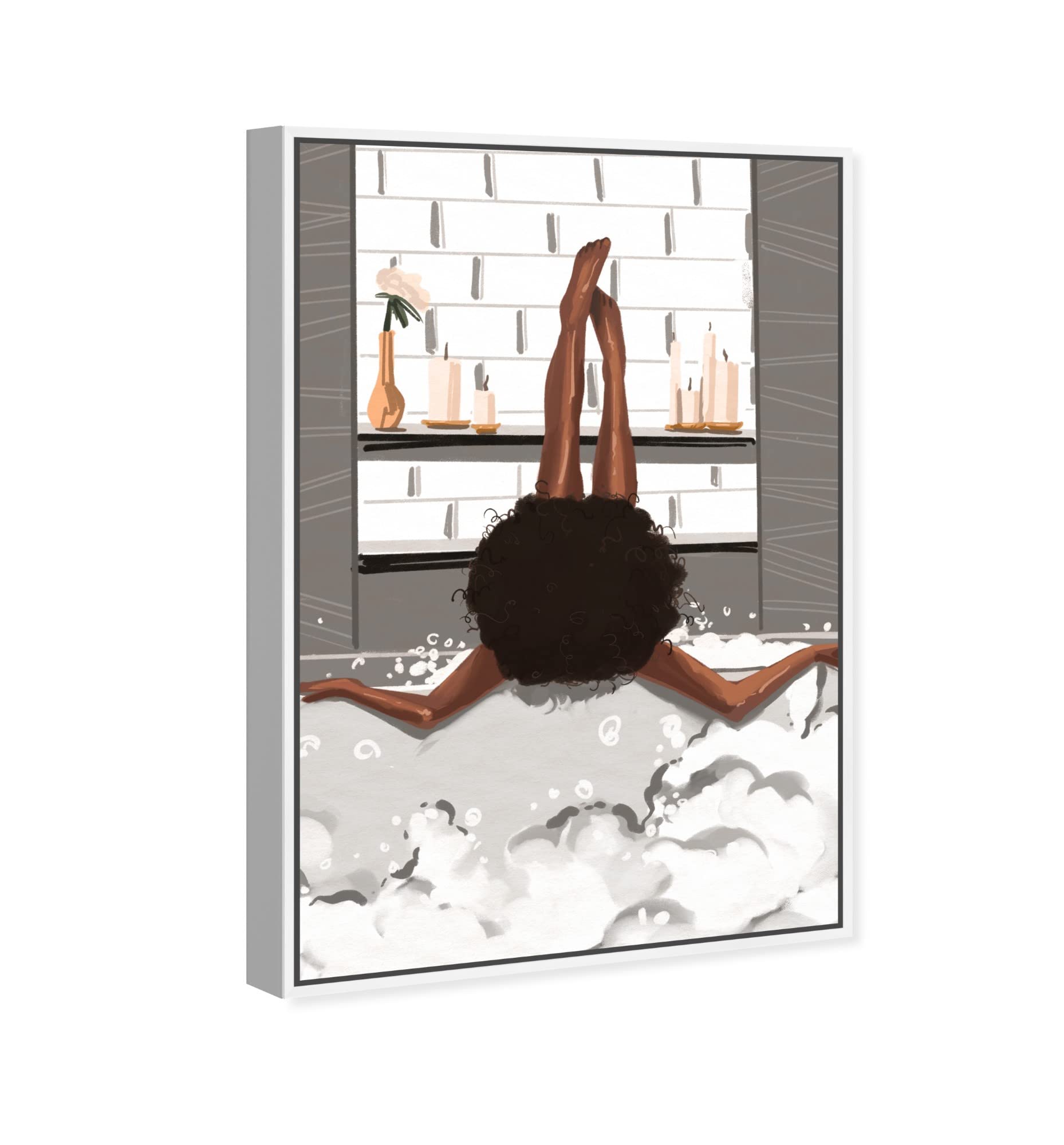 Oliver Gal Artist Co. 'Warm Bubbles Gray' Fashion & Glam Wall Art - Premium Framed Canvas Prints for Living Room, Bedroom & Office Decor