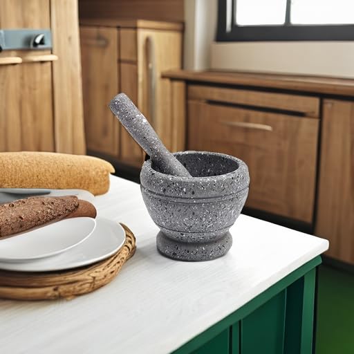 Premium Molcajete Mortar and Pestle Set - 4.3 Inch Natural Stone Guacamole Bowl for Grinding Spices, Herbs, Garlic & Making Authentic Mexican Salsas - Perfect Kitchen Tool for Home Chefs & Mexican Cooking Enthusiasts