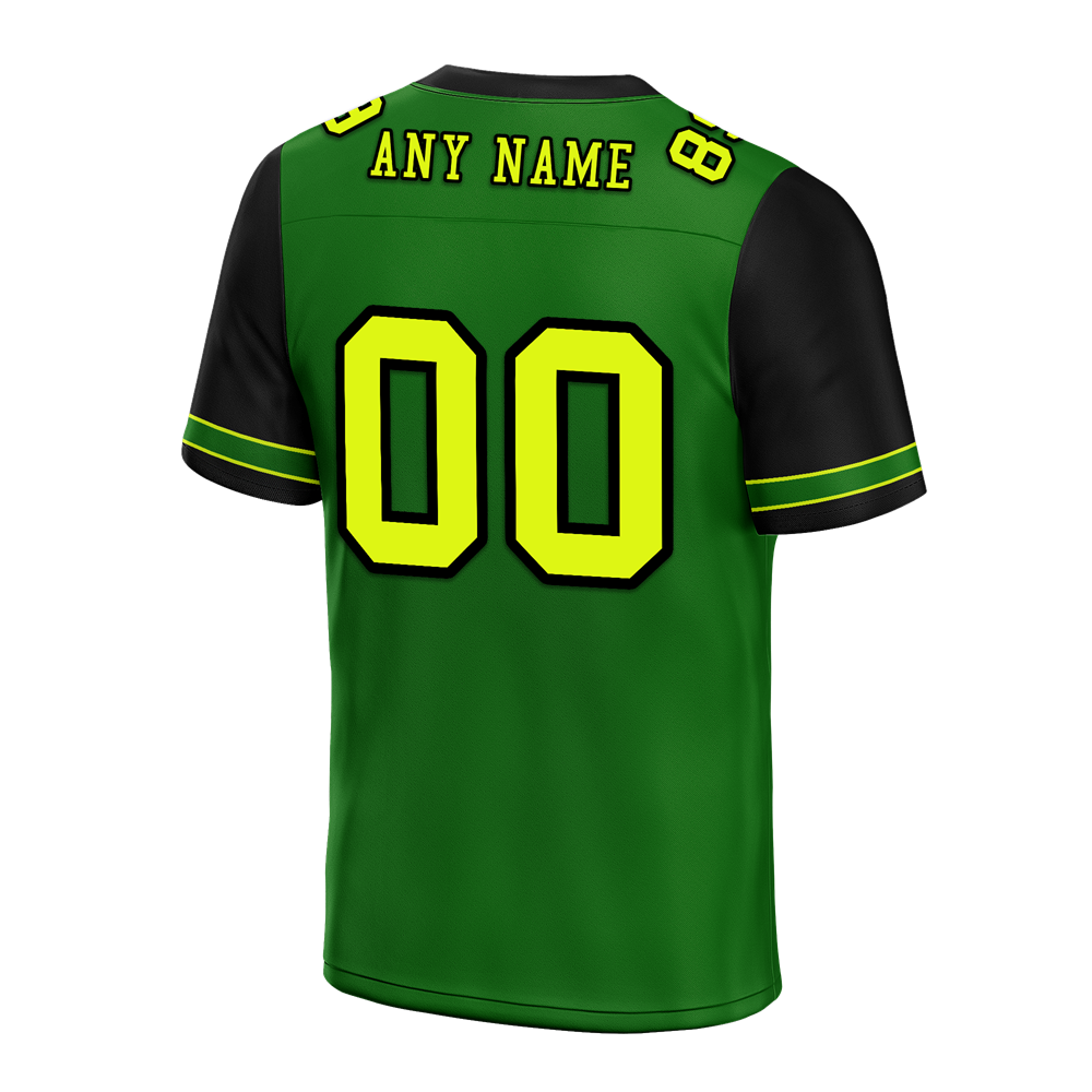Custom Green & Black Two-Tone Personalized Authentic Football Jersey FBJ02 - Perfect for Game Day, Team Events & Fan Gear