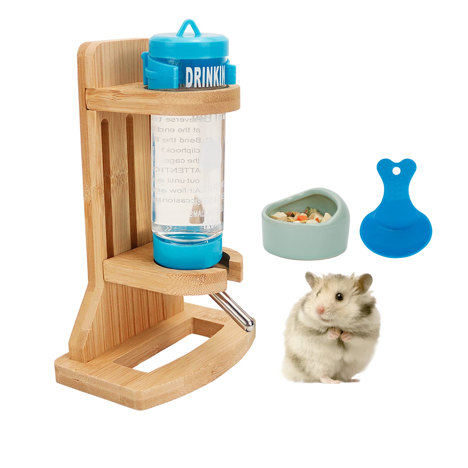 Adjustable Wooden Hamster Water Bottle Stand - for Guinea Pigs, Rats & Small Pets - Cage Accessory