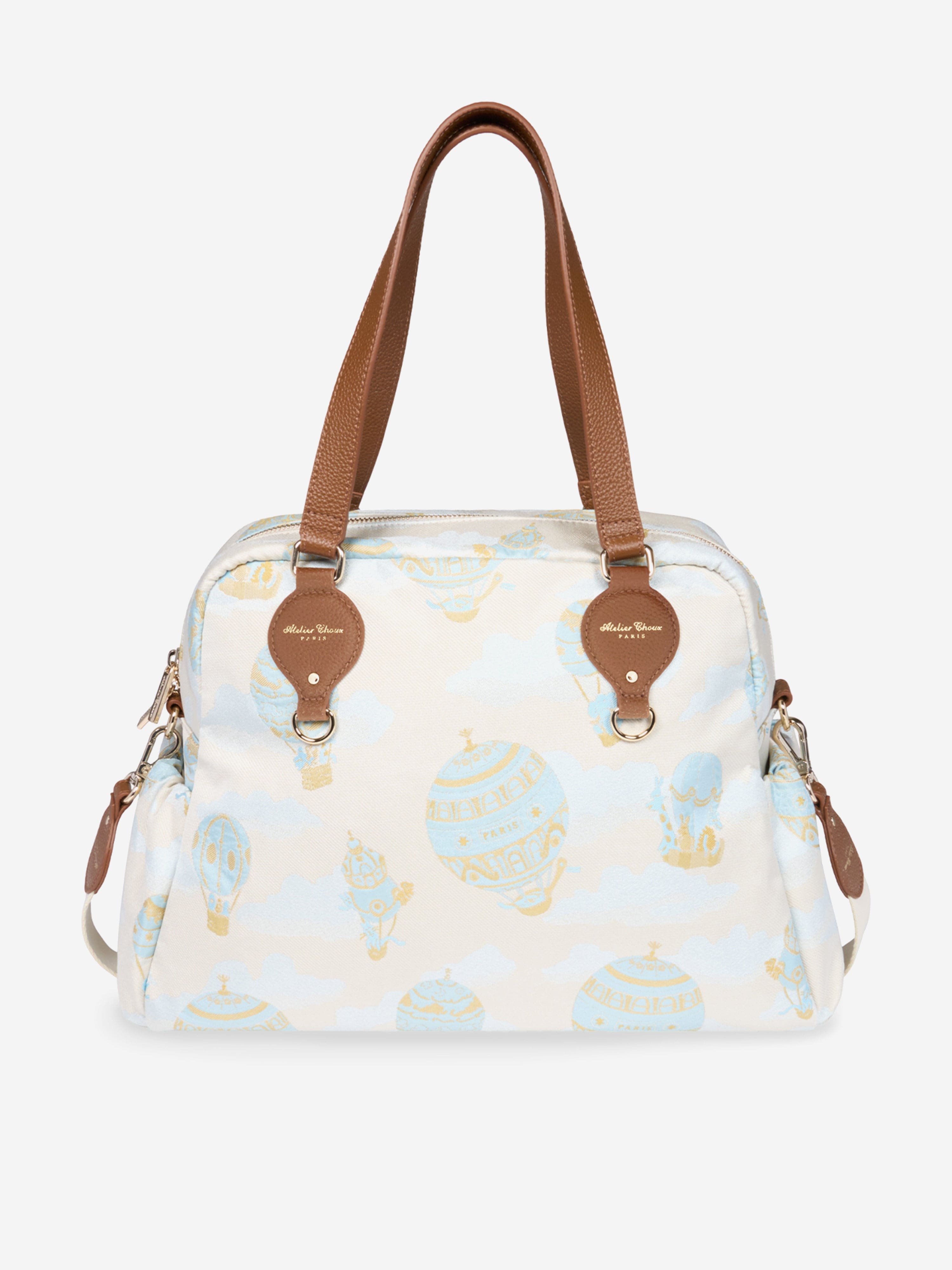 Atelier Choux Baby Hot Air Balloons Changing Bag - Blue (38cm) - Stylish & Spacious Diaper Bag for Travel, Nursery, and On-the-Go Parents