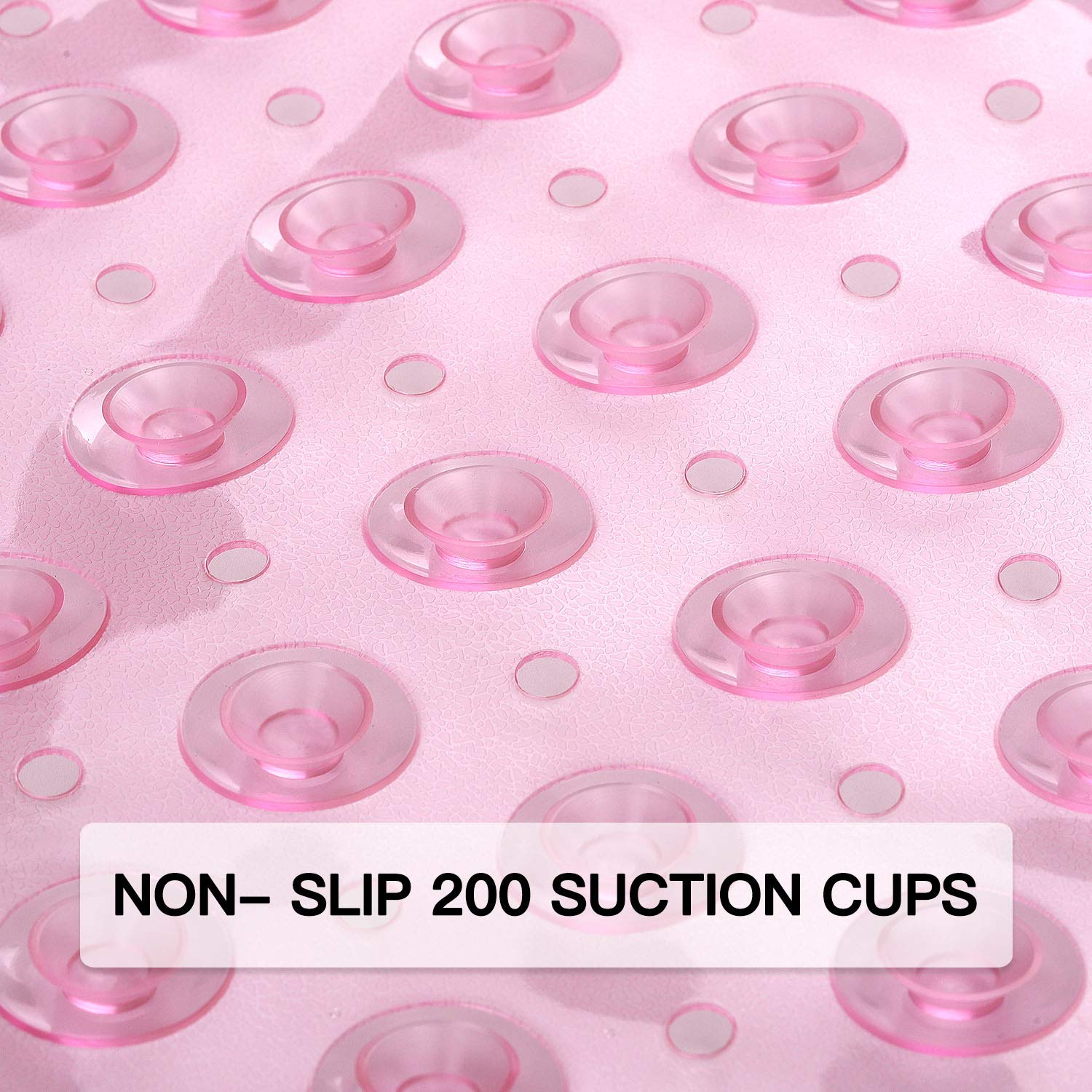 Non-Slip Bath and Shower Safety Mat 40x16 Inch with Suction Cups - Extra Large Machine Washable Bathtub Mat for Elderly & Kids - Drain Holes Keep Tub Clean - Light Pink - Perfect for Bathroom, Shower Stall and Tub Floor Safety