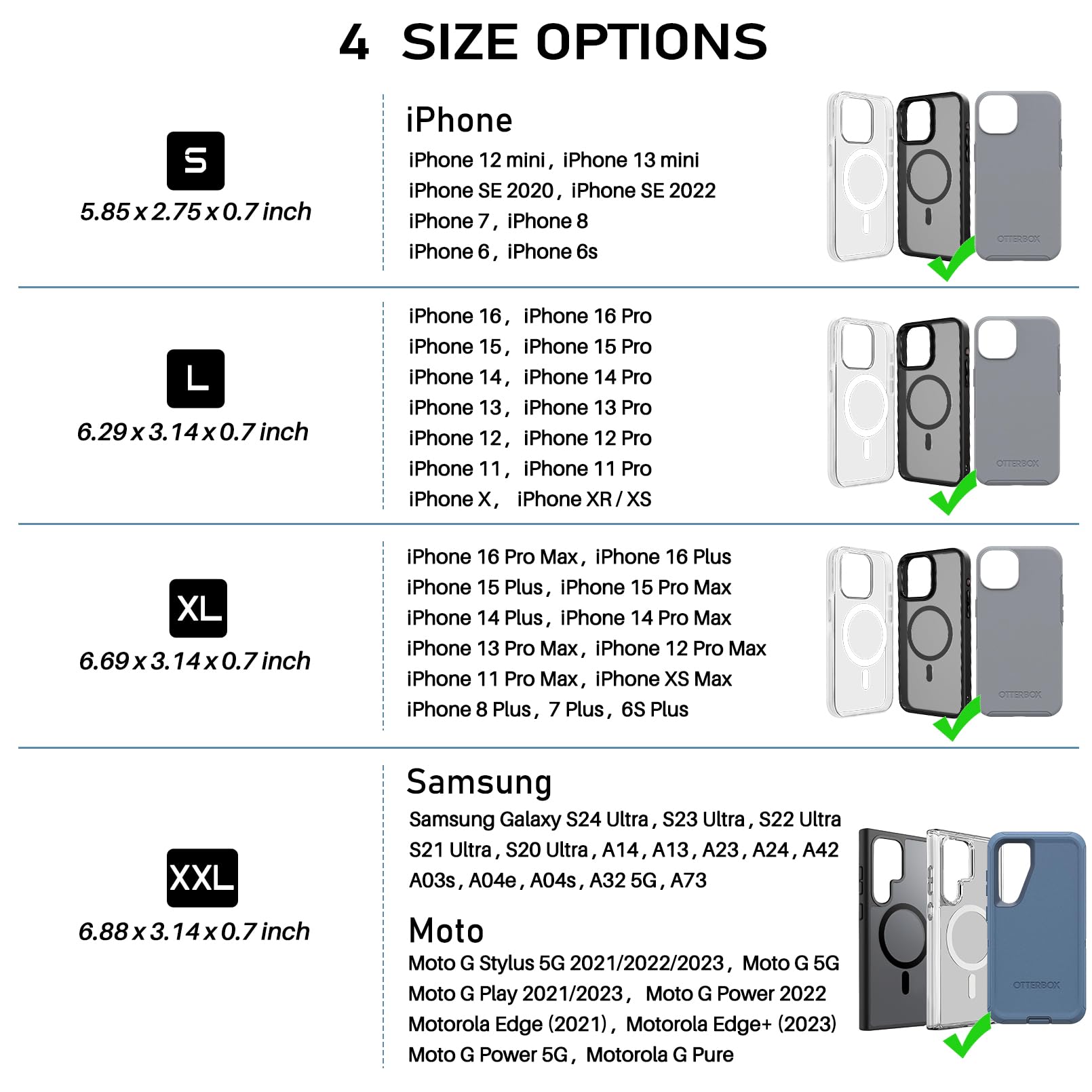 YKOOE Rugged Nylon Phone Holster for iPhone 16/15/14/13/12 Pro Max & Plus | Galaxy S24/S23/S21/S20 FE | Durable Belt Clip Holder for Men (Black, XL) - Perfect for Outdoor Activities, Work & Travel